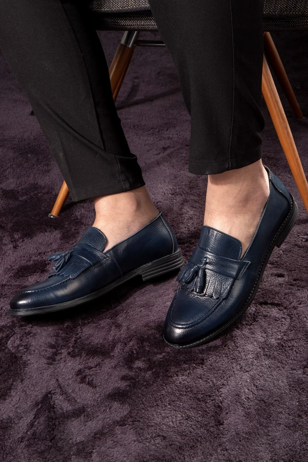Tassel Hakiki Deri Erkek Klasik Ayakkabı, Loafer Klasik Ayakkabı, Makosen Ayakkabı - Ducavelli Görsel 7