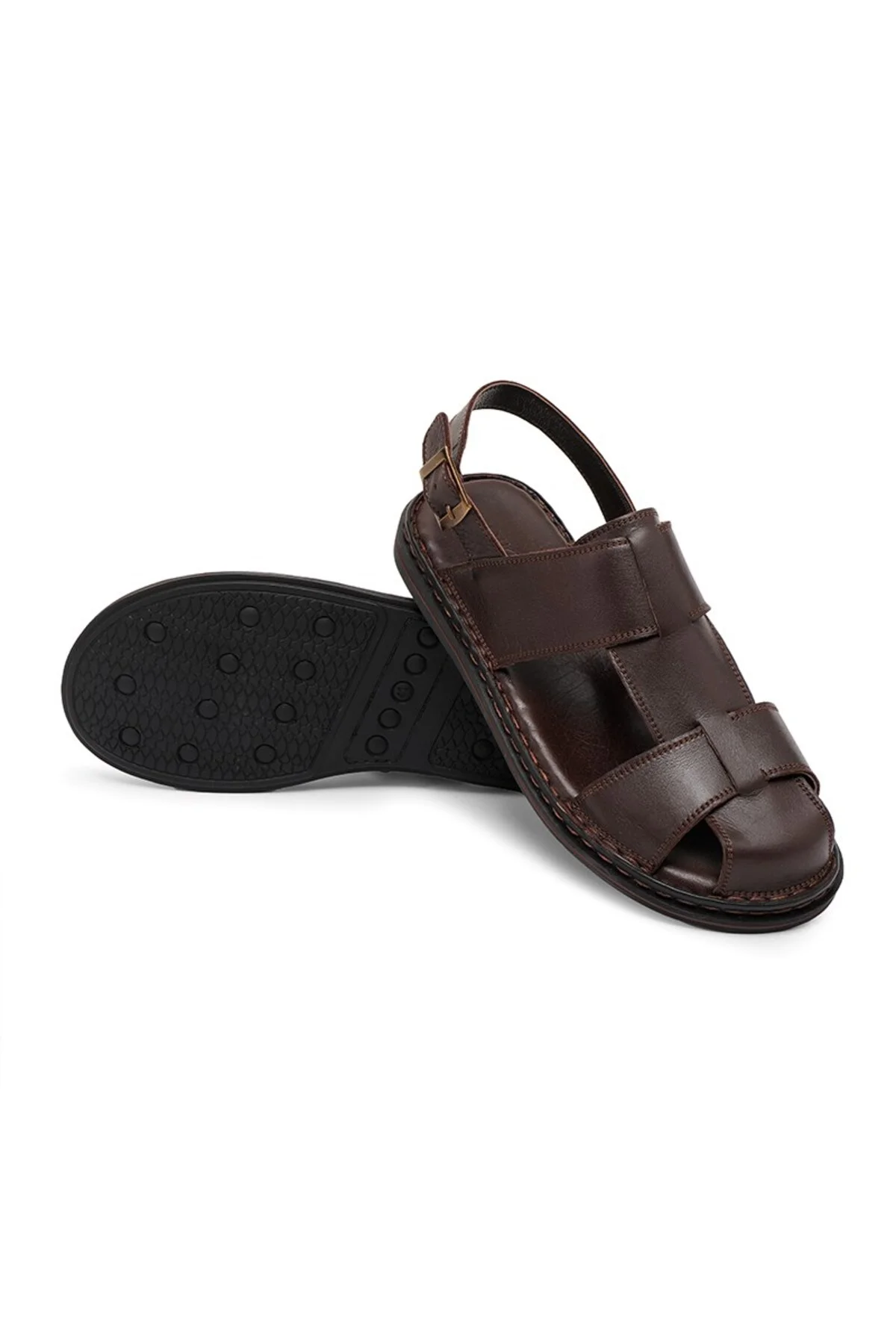 Messina Hakiki Deri Erkek Sandaleti, Hakiki Deri Sandalet, Ortopedik Taban Sandalet, Hafif - Ducavelli Görsel 2