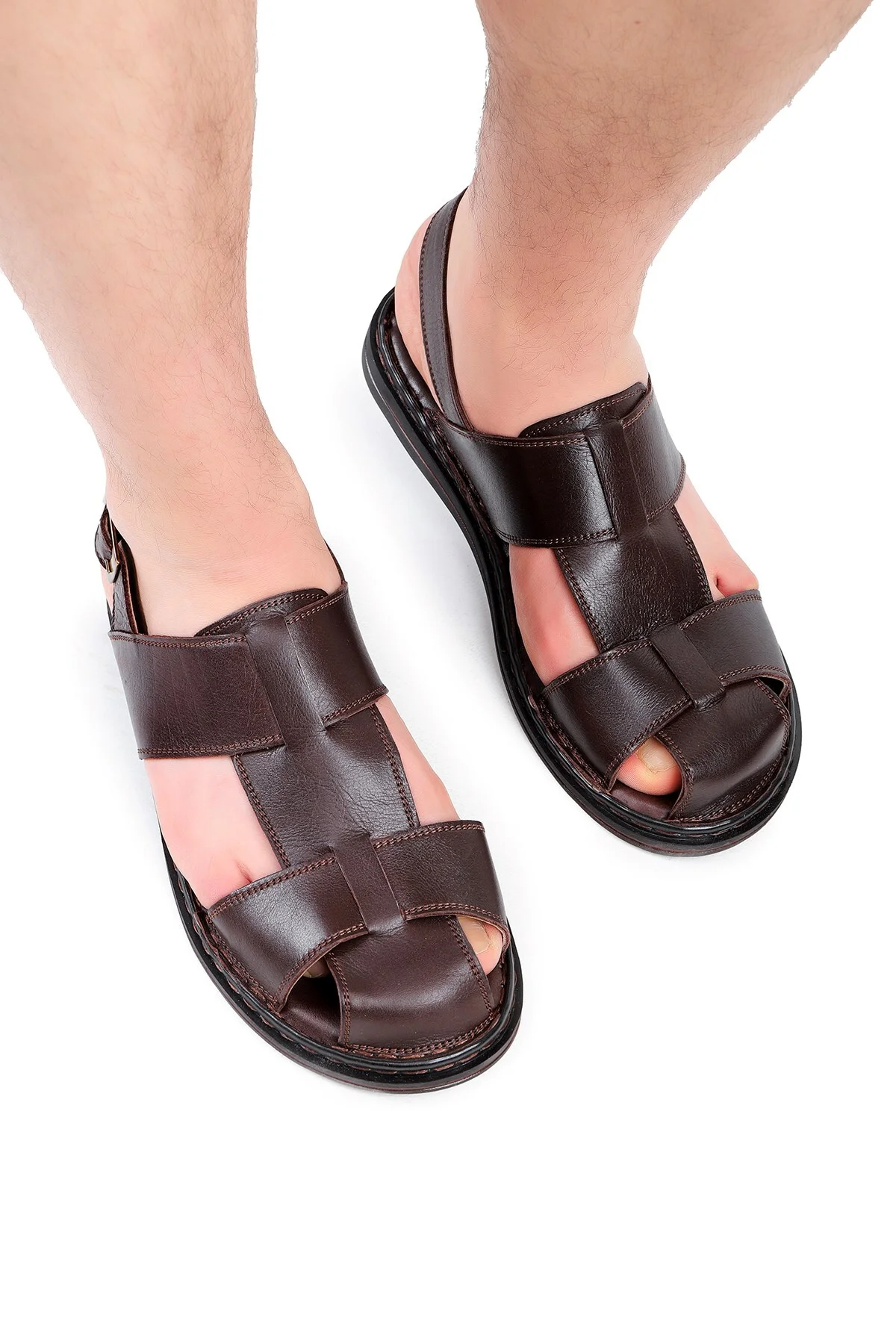 Messina Hakiki Deri Erkek Sandaleti, Hakiki Deri Sandalet, Ortopedik Taban Sandalet, Hafif - Ducavelli Görsel 7