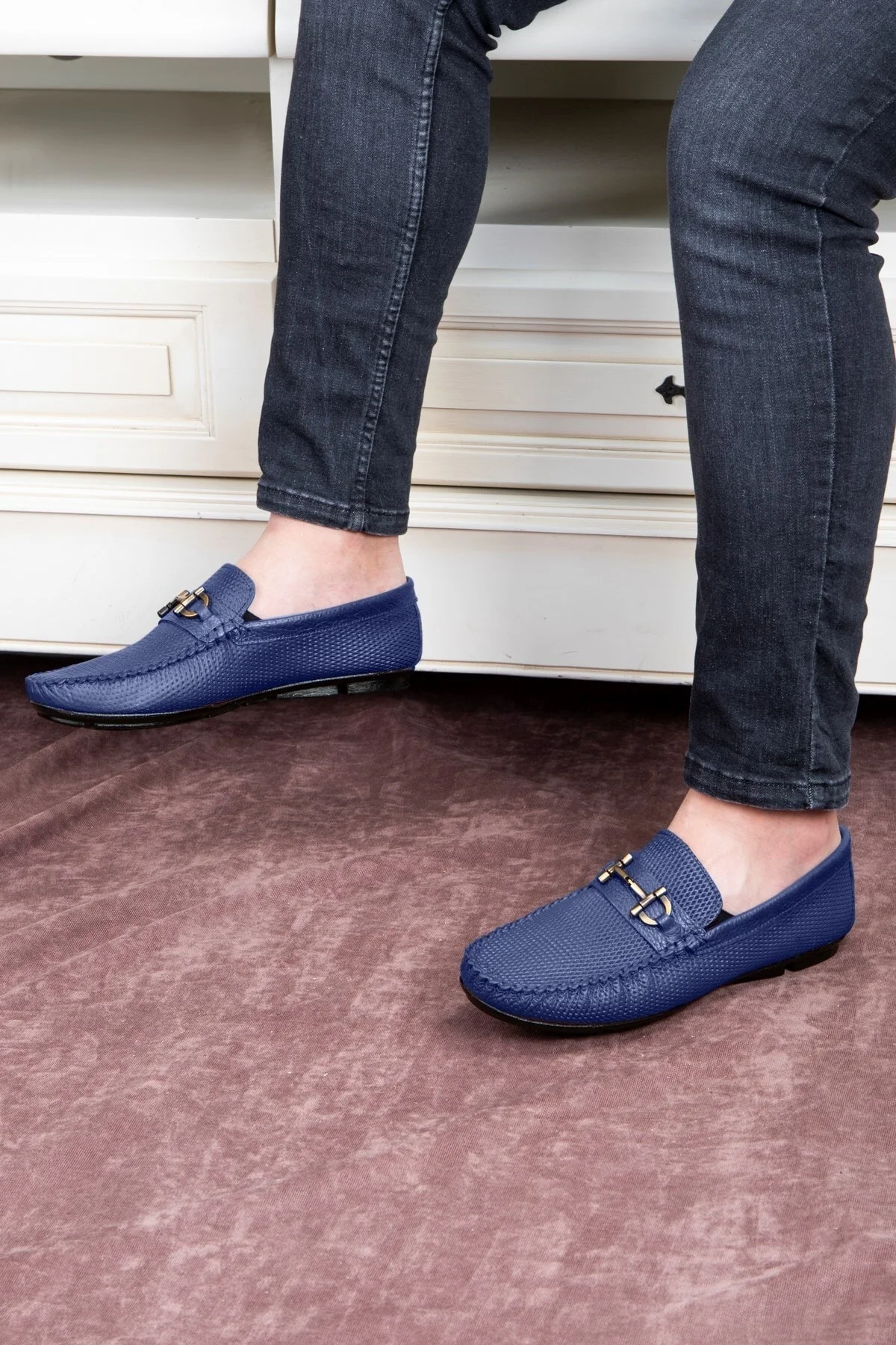Verde Hakiki Deri Erkek Günlük Ayakkabı, Rok Loafer Ayakkabı Lacivert - Ducavelli Görsel 5