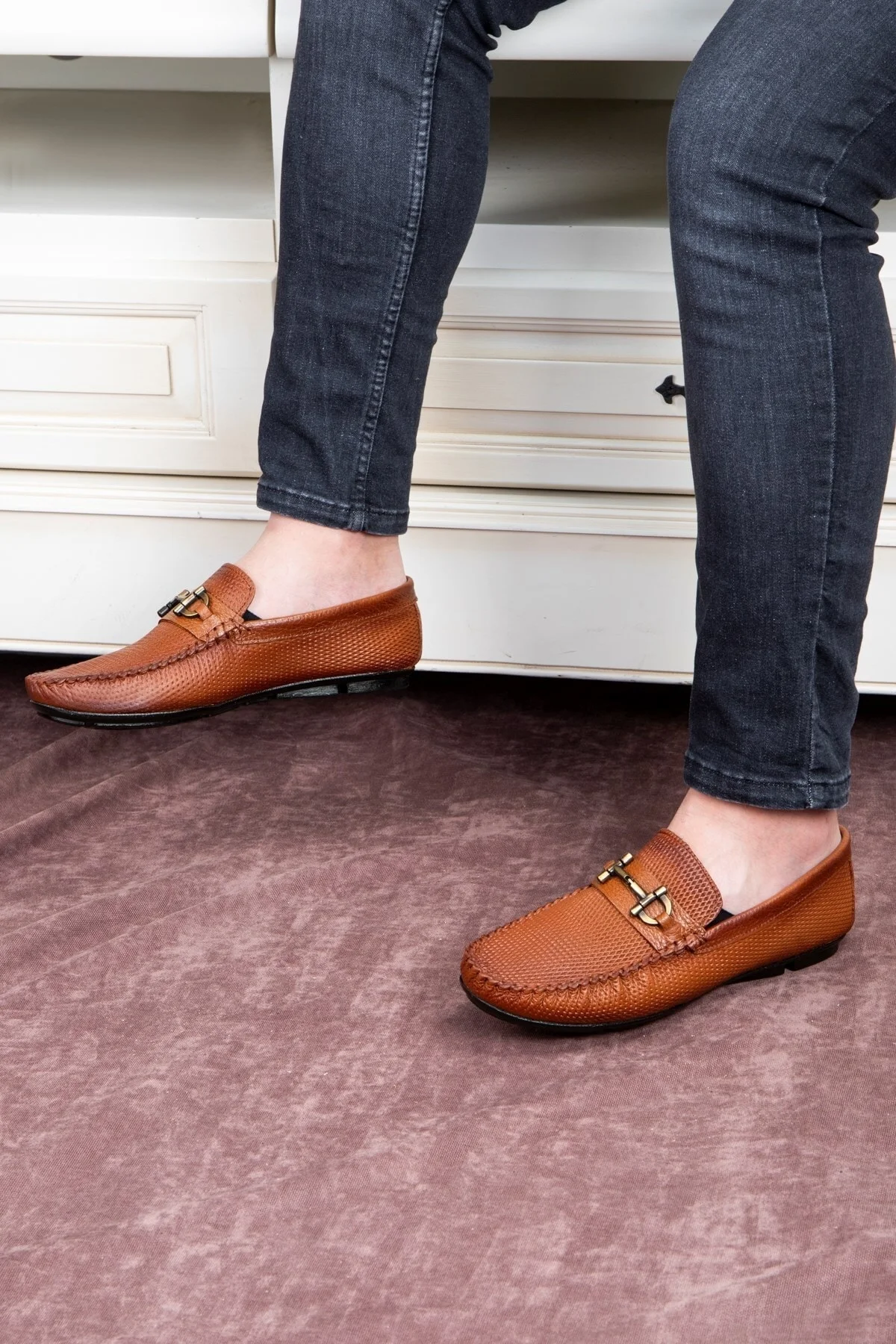 Verde Hakiki Deri Erkek Günlük Ayakkabı, Rok Loafer Ayakkabı Taba - Ducavelli Görsel 5