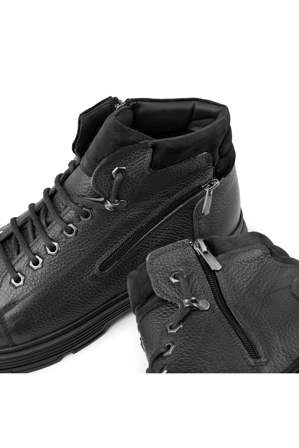 Ankle Hakiki Deri Bağcıklı Kauçuk Taban Erkek Bot, Fermuarlı Bot - Ducavelli Görsel 3