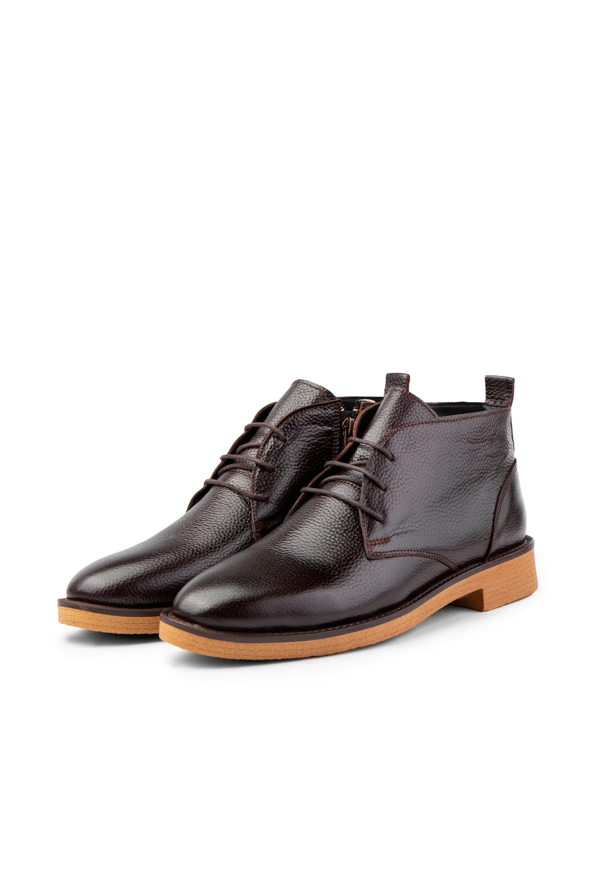 London Hakiki Deri Kaydırmaz Taban Bağcıklı Fermuarlı Chelsea Günlük Bot Siyah - Ducavelli