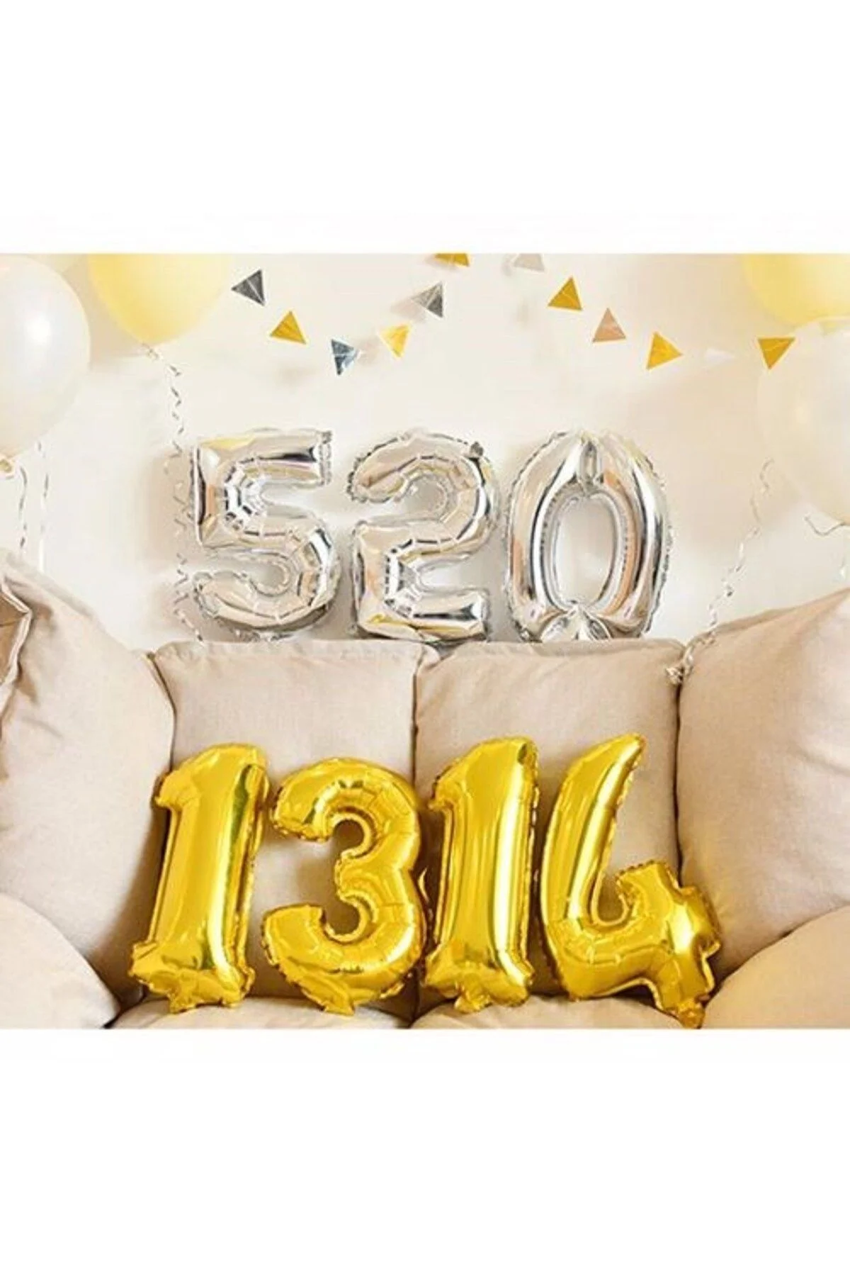 5 Rakam Folyo Gümüş Balon Küçük 35 Cm - Partioutlet Görsel 2