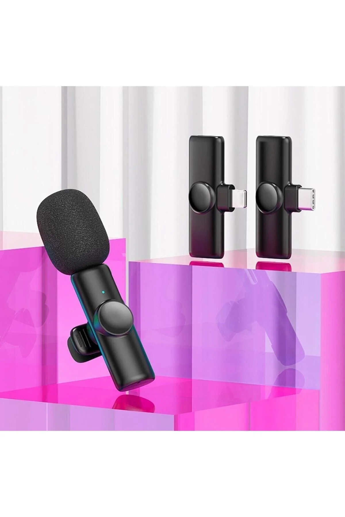 Telefon Uyumlu Wireless Youtube Tiktok Yayın Kablosuz Yaka Mikrofonu - pazariz Görsel 7