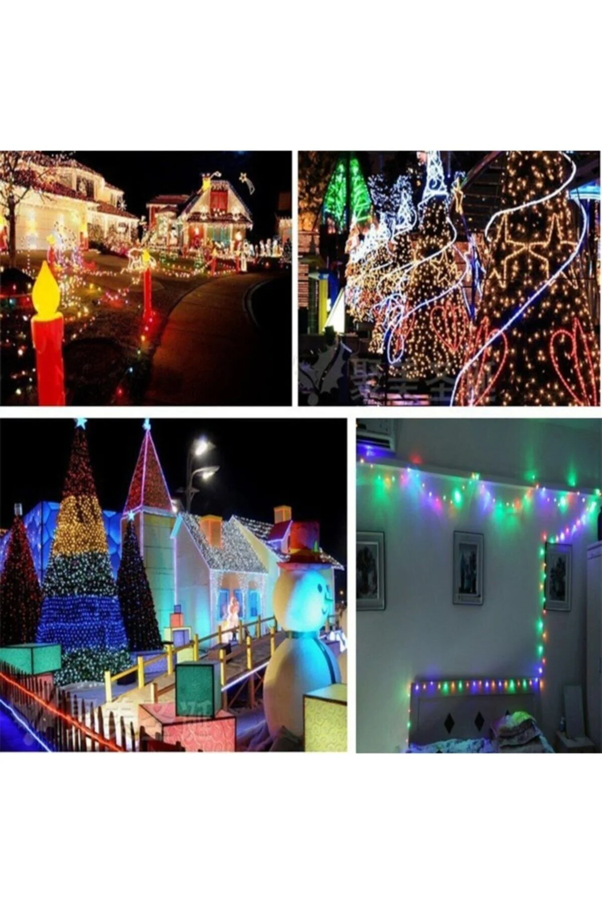 10 Mt 100 Led Işık Renkli Noel Yılbaşı Agaç Süsleme Led Süs 9 Fon - pazariz Görsel 5