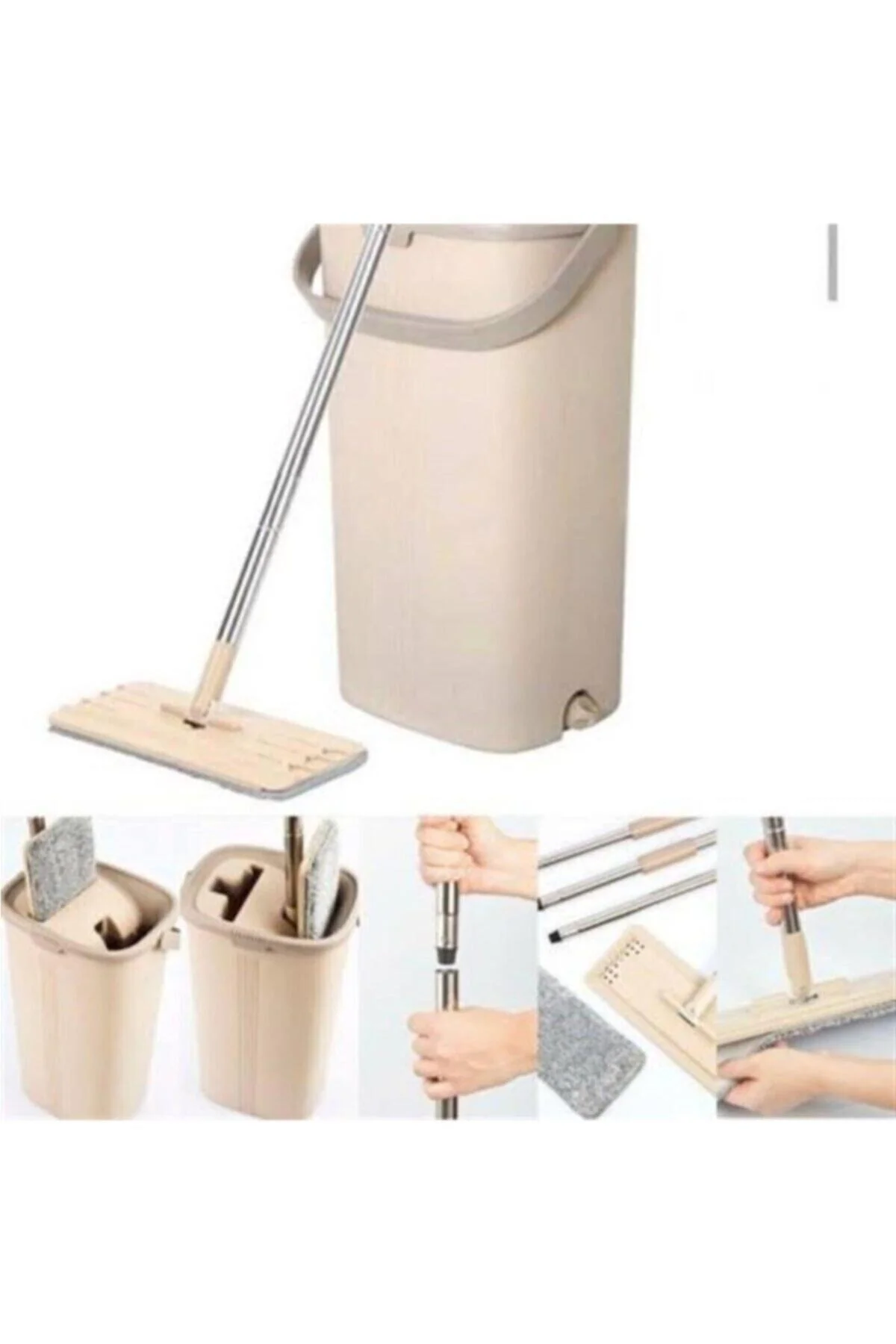Pazarız Tablet Magic Flat Mop Yer Duvar Silme Microfiber Paspas Temizlik Seti + 10 Adet Bez - pazariz Görsel 3