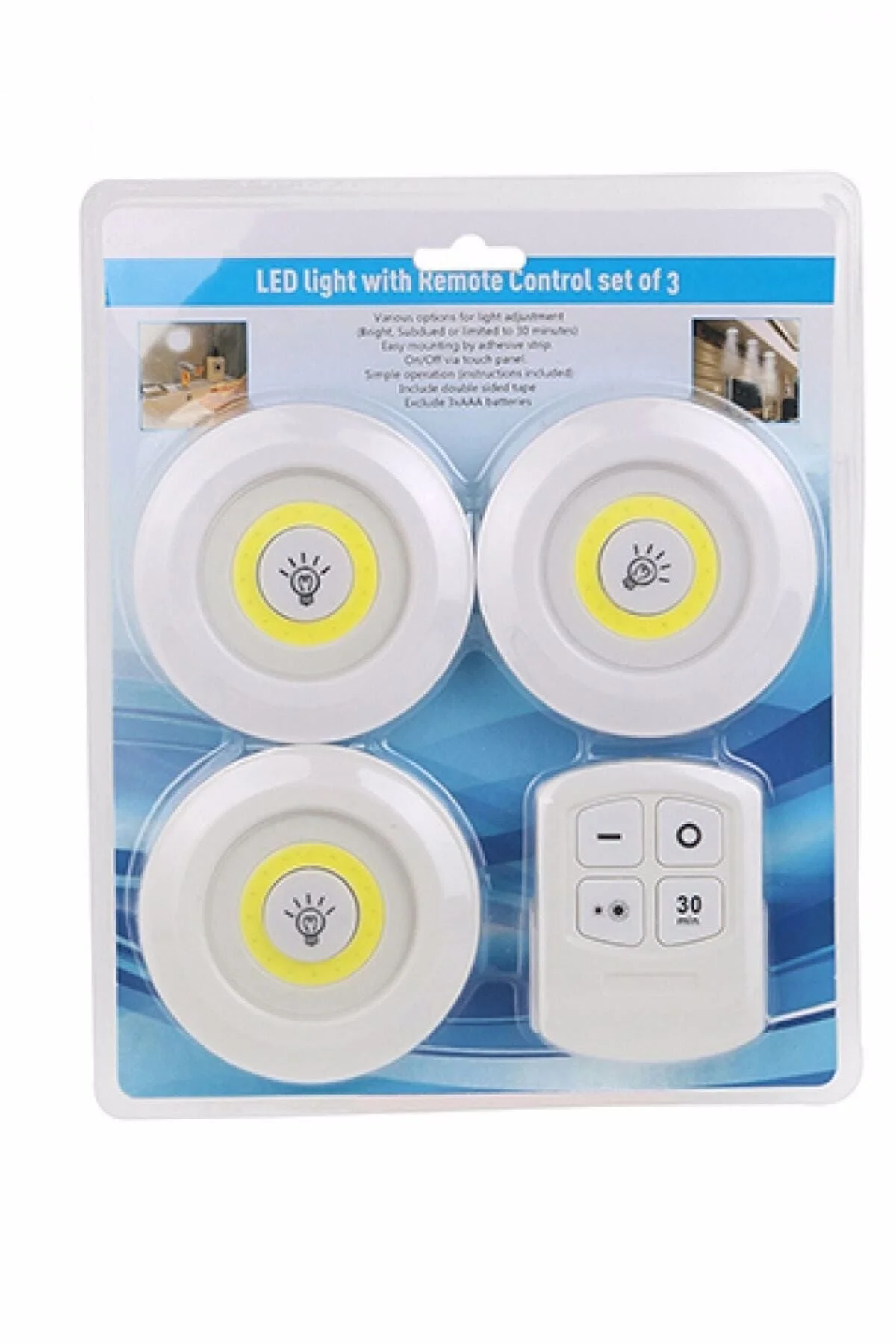 Uzaktan Kumandalı Yapışkanlı 3’lü Led Spot Lamba - rennway Görsel 2