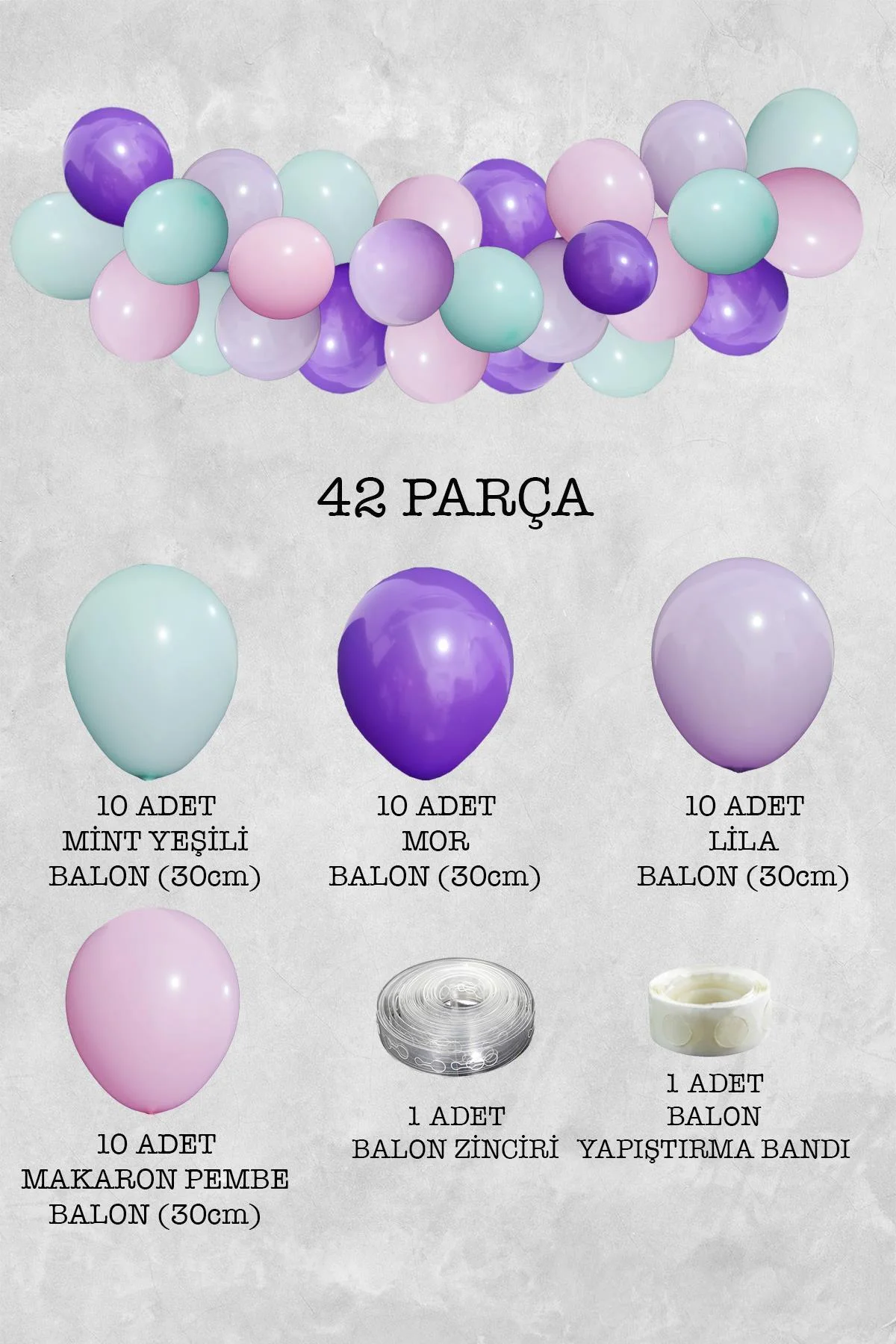 Soft Makaron Konsept Balon Zinciri Deniz Kızı Tema Parti Balon Seti 42 Parça - PEKSHOP Görsel 2