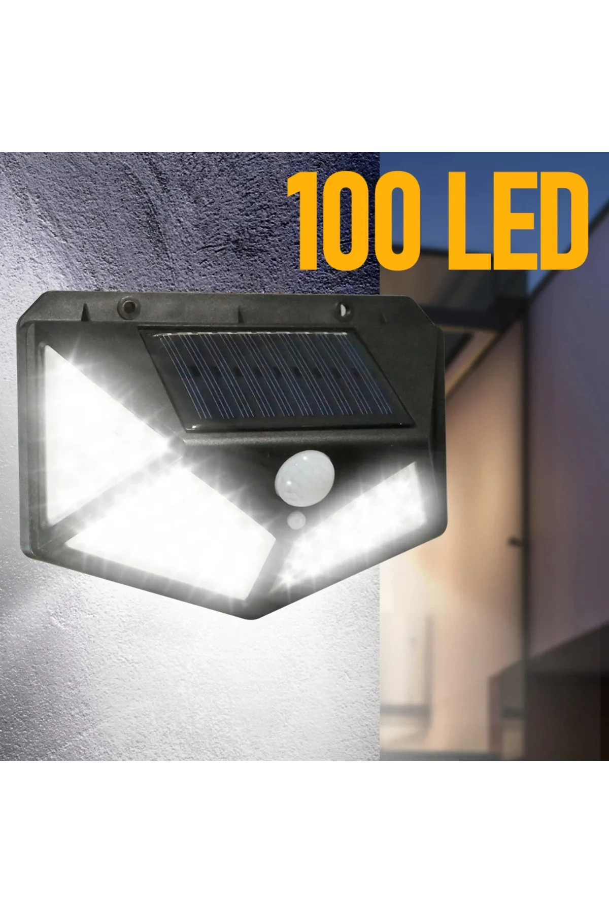 Güneş Enerjili Solar Lamba Bahçe Lambası Solar Lamba 3 Mod Fotoselli Projektör 100 LED Lamba - pazariz Görsel 6