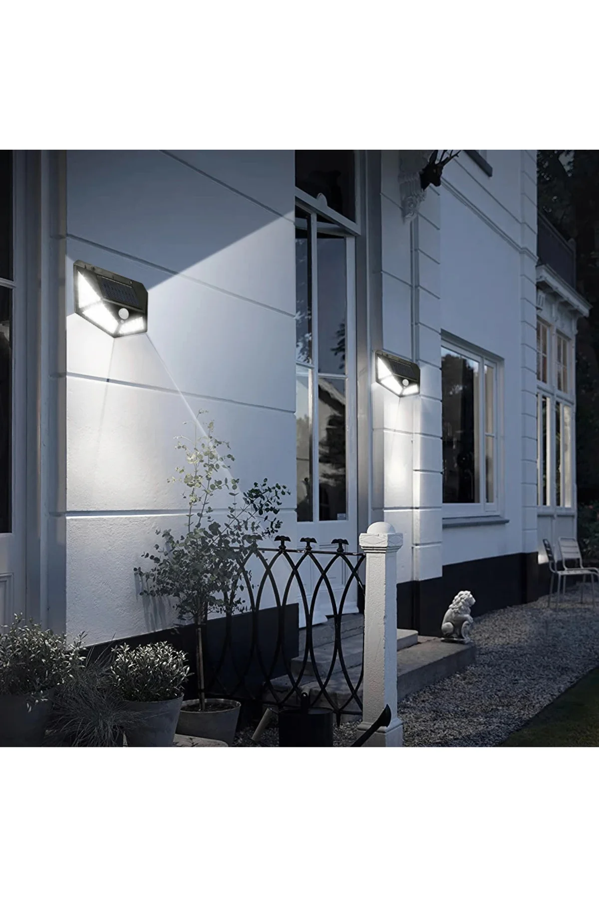 Güneş Enerjili Solar Lamba Bahçe Lambası Solar Lamba 3 Mod Fotoselli Projektör 100 LED Lamba - pazariz Görsel 2
