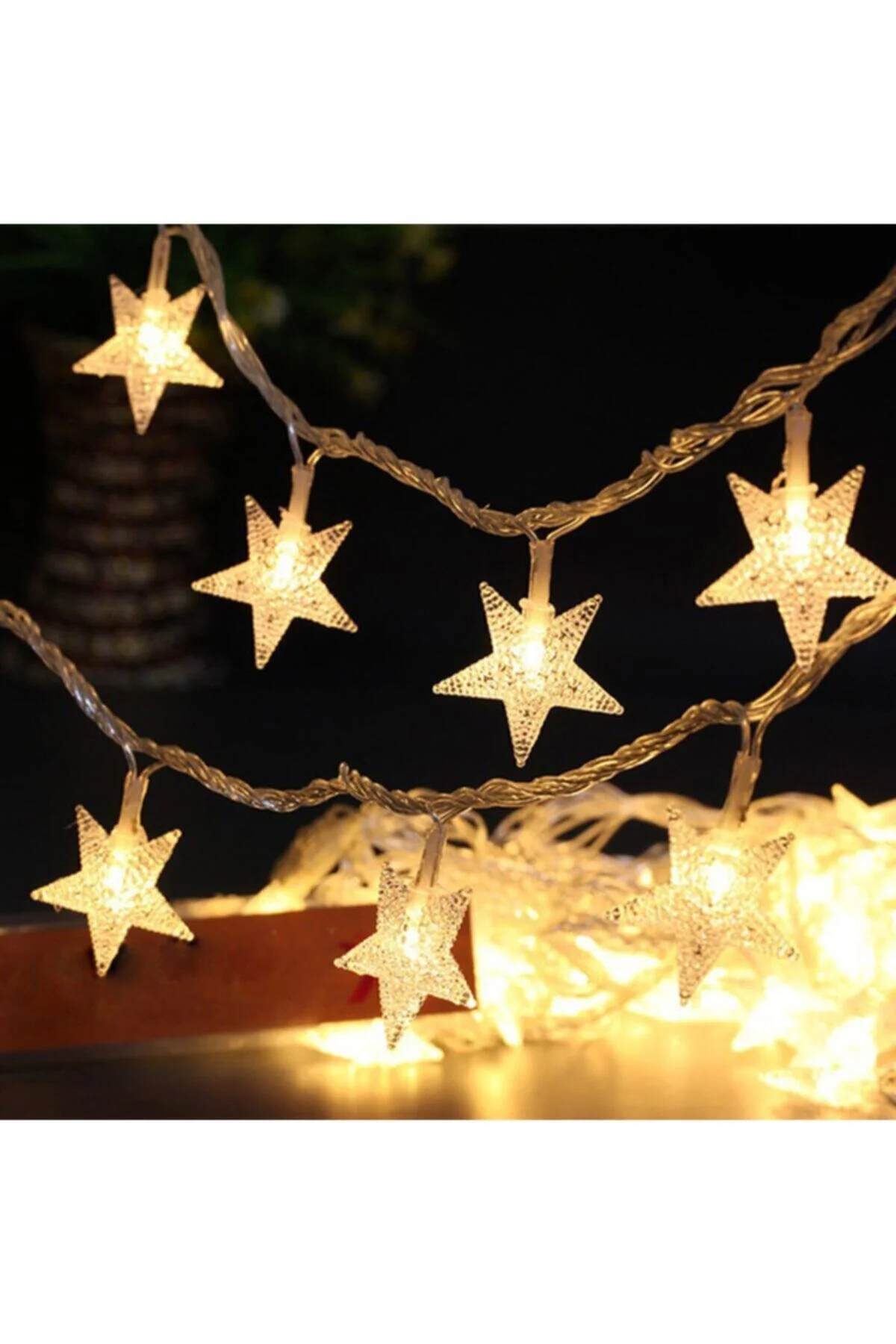 3,5 Metre 20 Günışığı Yıldız Led / Animasyonlu/ Yılbaşı Süsü/şeffaf Kablo