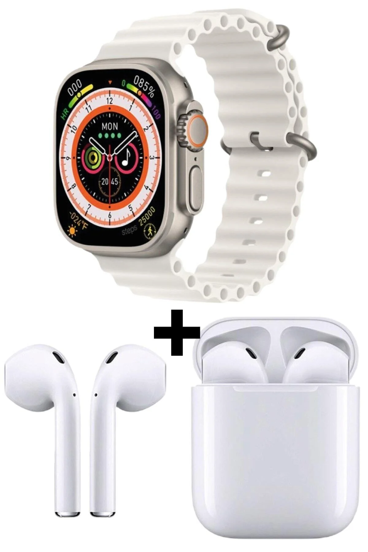 ® 8 Watch 8 Ultra Akıllı Saat Beyaz Watch 2.02 Inc Beyaz I12 Bluetooth Kulaklık Hediye