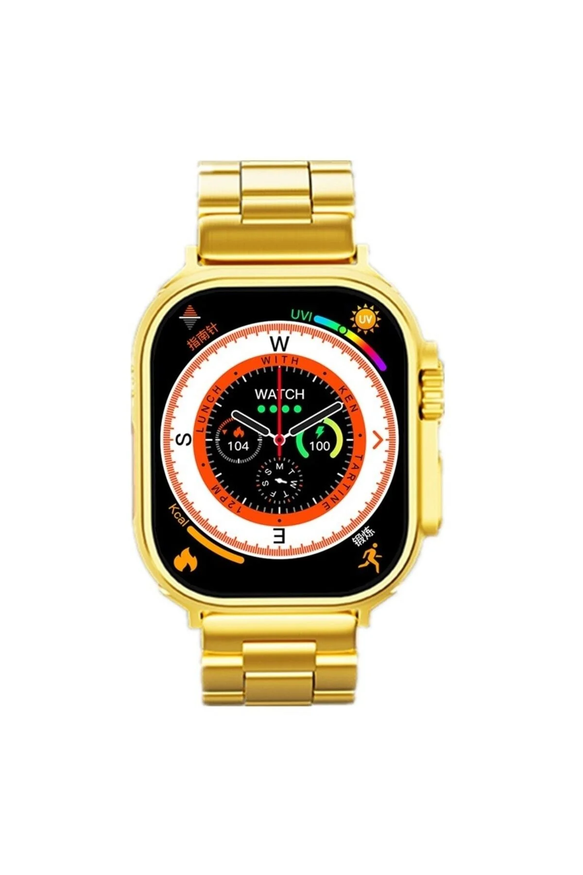 X8 Ultra Akıllı Saat Pusula Vücut Sıcaklık NFC Gold Kordon Hediye 2023 Versiyon Watch 8