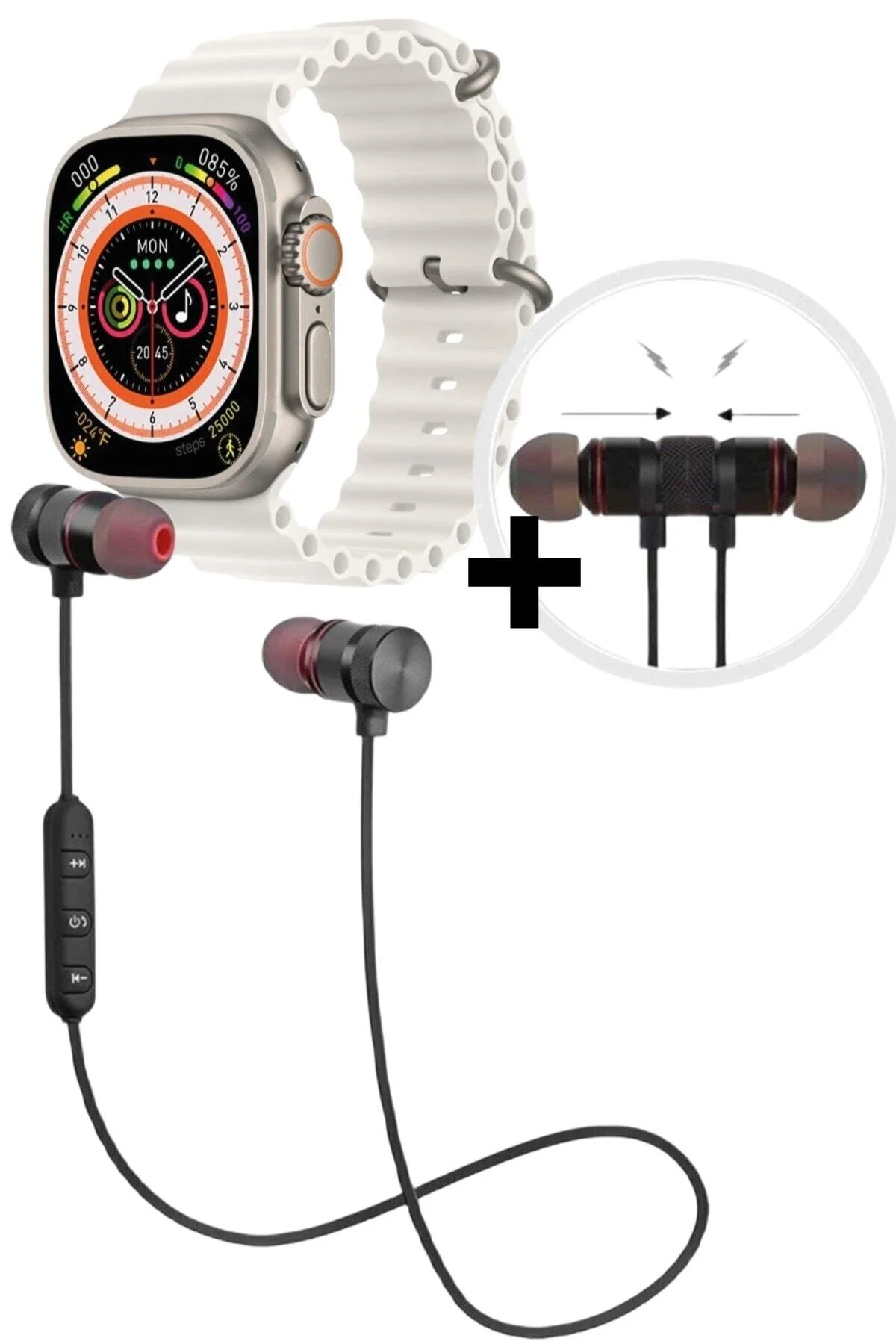 Gs8 Watch 8 Ultra Akıllı Saat Beyaz Watch + Sport Bluetooth Kulaklık Hediye