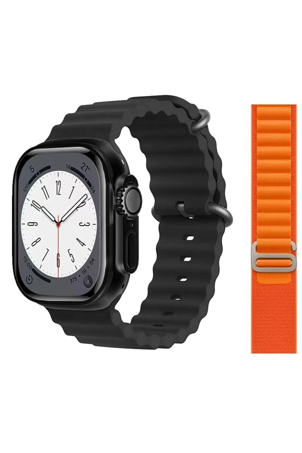 Gs8 Watch 8 Ultra Akıllı Saat Siyah Türkçe Watch 2.02 Inc Turuncu Silikon Kordon Hediye