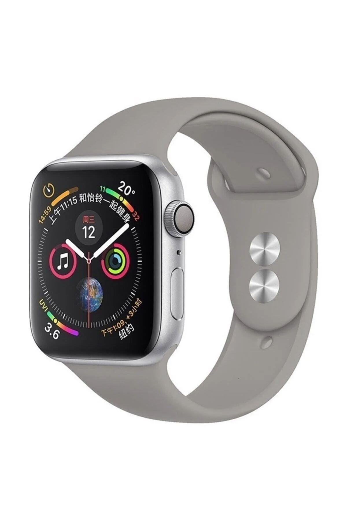 Apple Watch Uyumlusilikon Kordon Kayış 7 - 6 - Se - 5 - 4 - 3 - 2 - 1 - 42mm 44mm - Gri