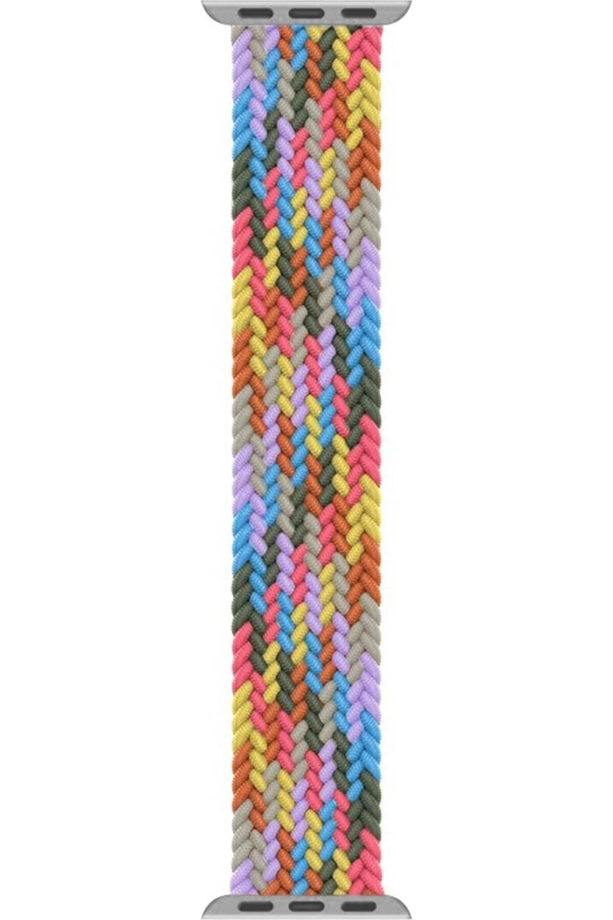 Apple Watch Uyumluseries 8 45mm Kordon, (size, 147mm) Braided Band Gökkuşağı