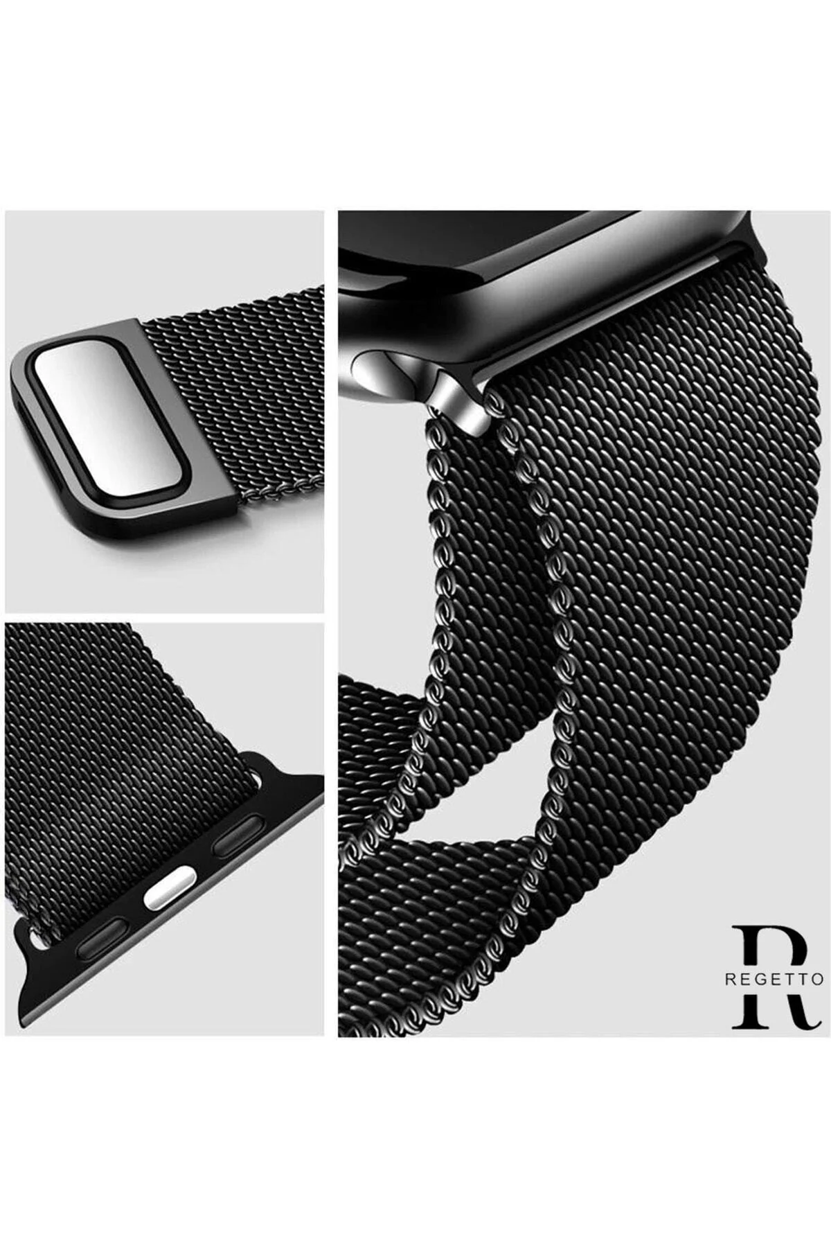 Apple Watch Uyumlu8 41mm Kordon Metal Hasır Gümüş - pazariz Görsel 3