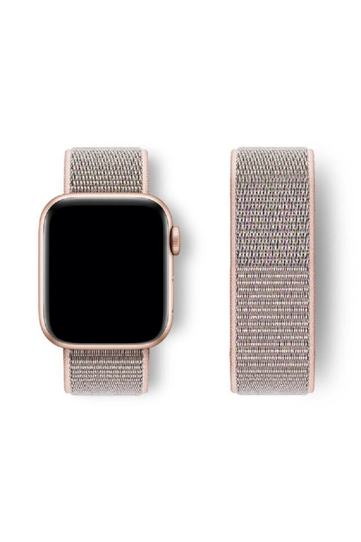 Apple Watch Uyumlu38-40-41 Mm 3 4 5 6 7 8 Se Hasır Dokuma Kordon Spor Cırtlı - pazariz Görsel 2