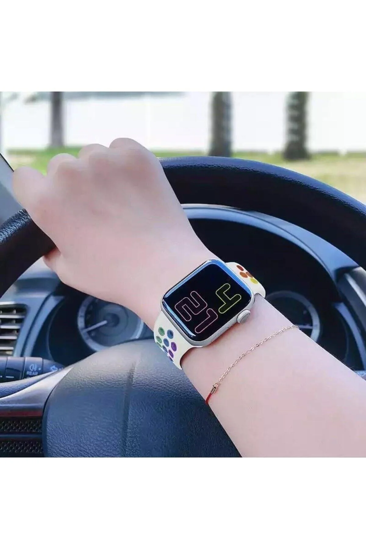 Apple Watch Uyumlugökkuşağı Delikli Spor Kordon Kayış Erkek 45m - pazariz Görsel 5