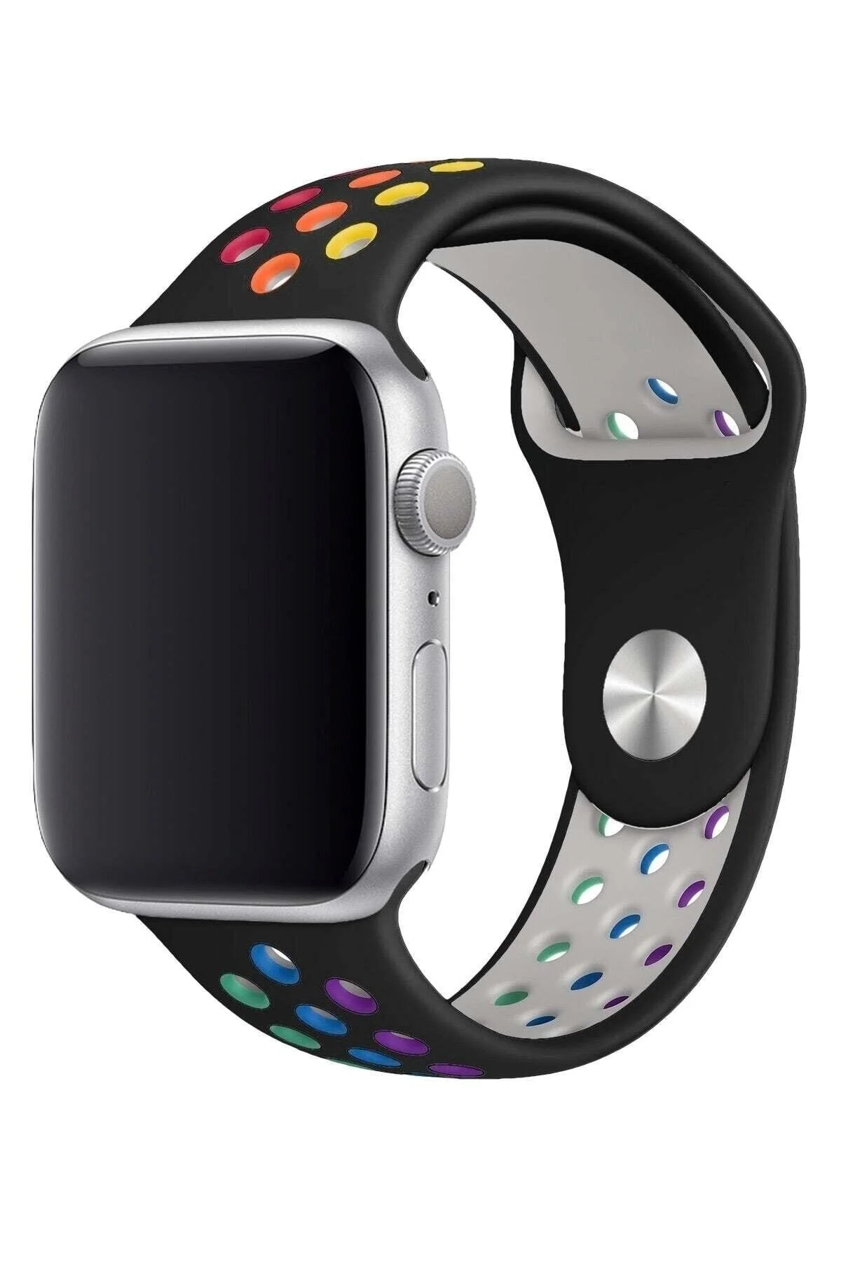 Apple Watch Uyumlugökkuşağı Delikli Spor Kordon Kayış Erkek 45m - pazariz Görsel 2