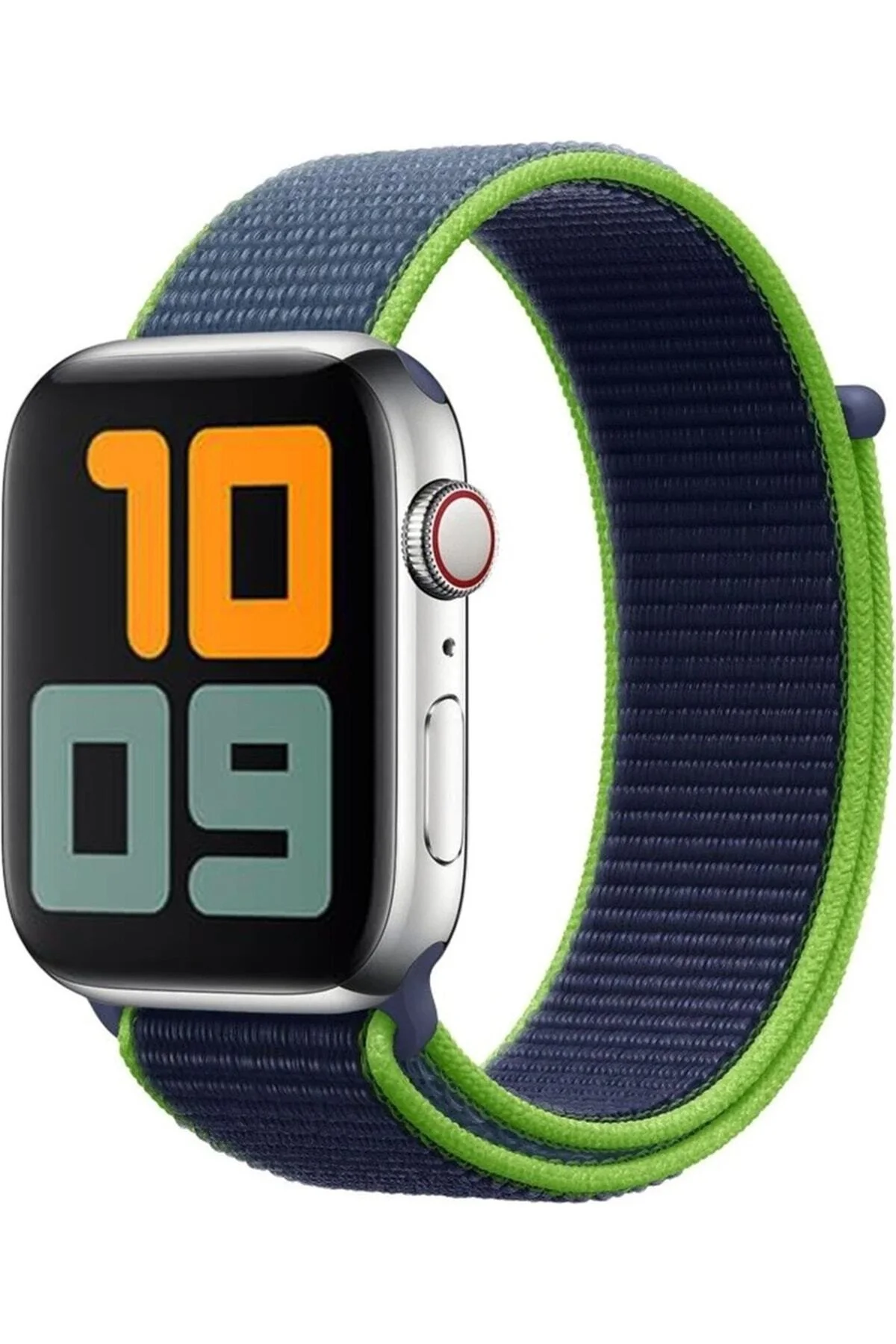Apple Watch Uyumlu8 45mm Kordon Hasırlı Kumaş Lacivert Yeşil