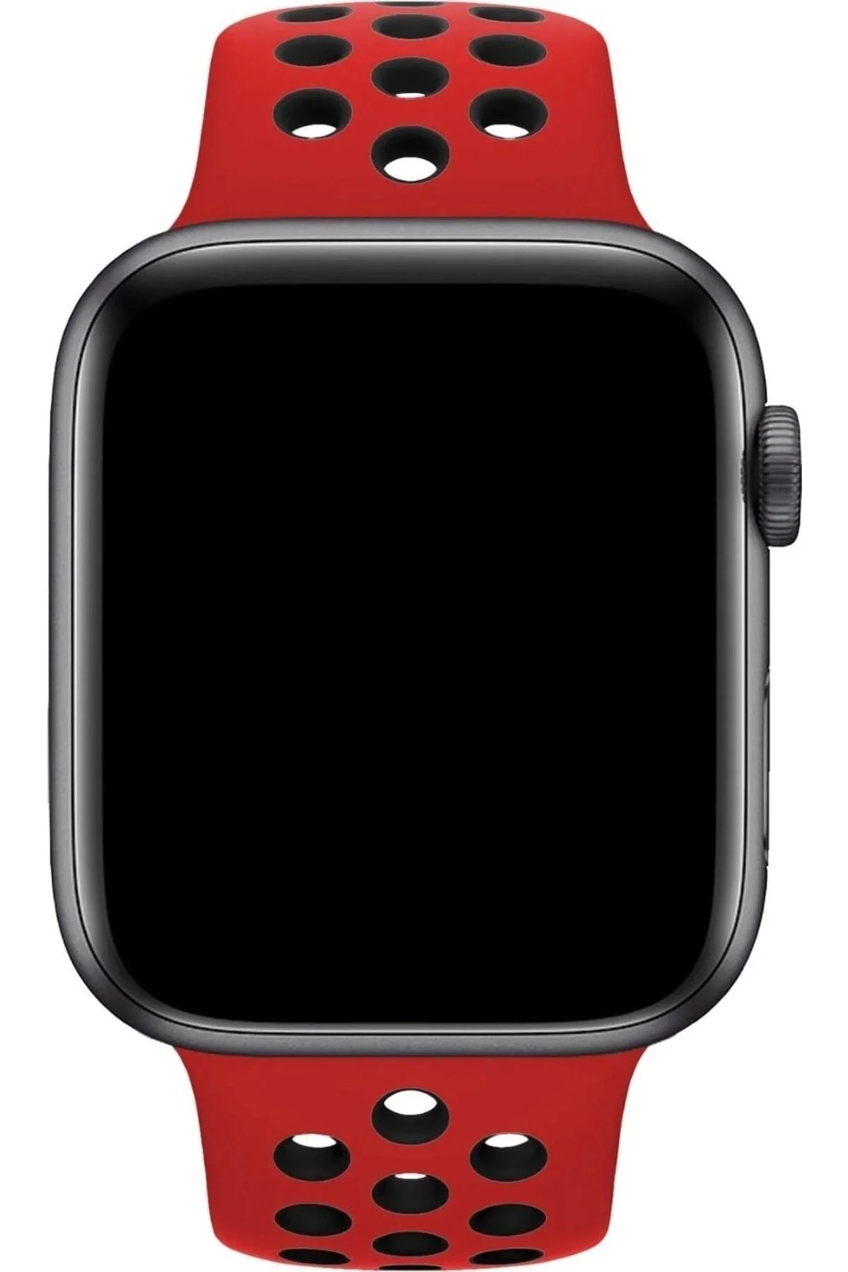 Apple Watch Uyumlu8 45mm Ile Kayış Spor Delikli Silikon Sd01 Kordon Kırmızı-siyah - pazariz Görsel 2