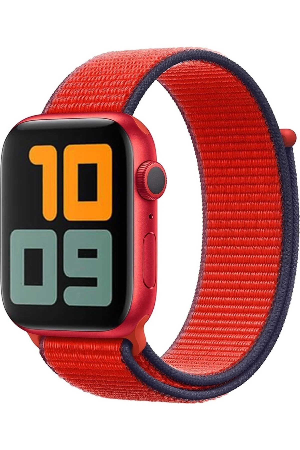 Apple Watch Uyumlu8 45mm Kordon Hasırlı Kumaş Kırmızı Lacivert