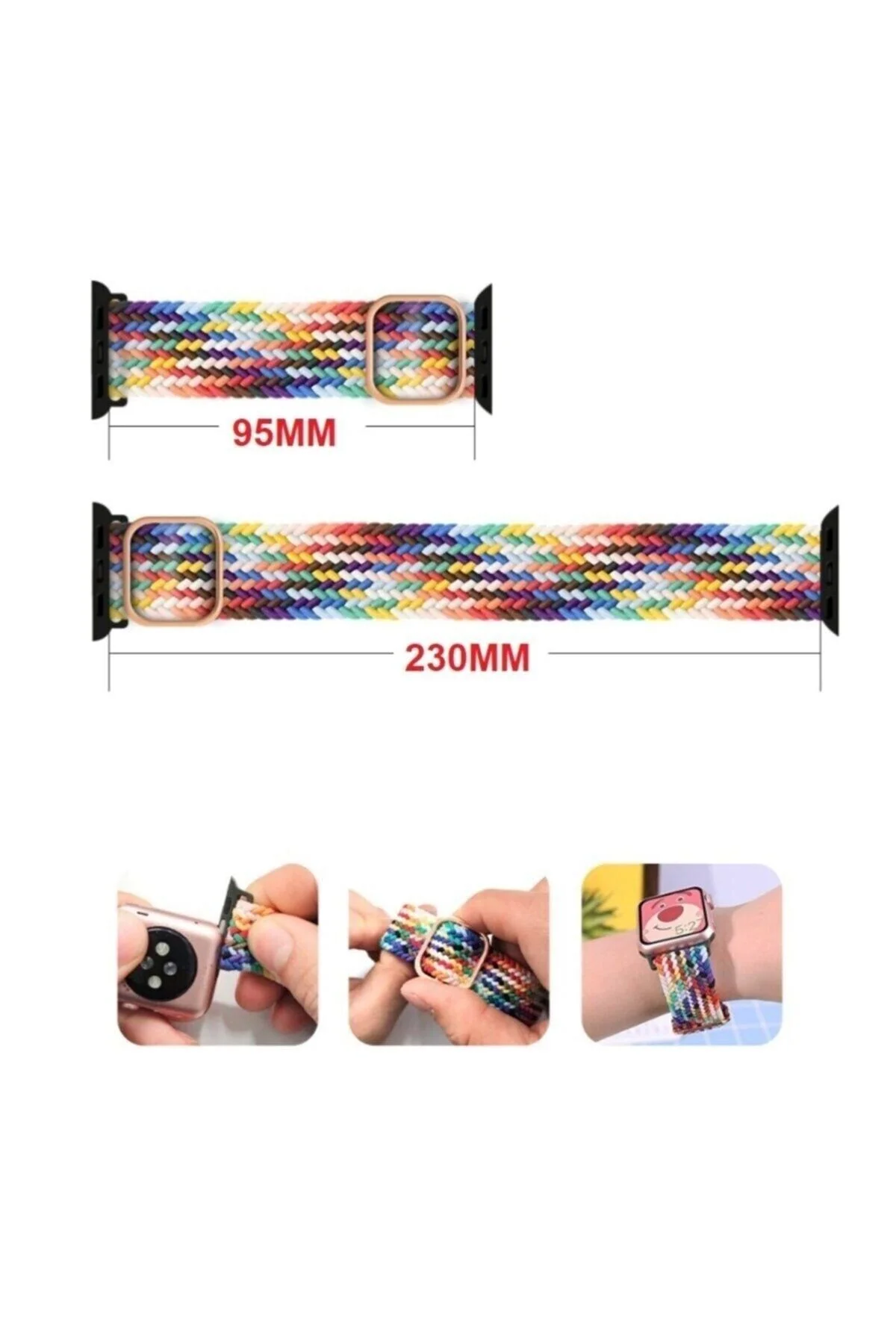 Apple Watch Uyumlukordon 3 4 5 6 7 Se 42mm 44mm 45mm Örgü Tokalı Kordon - pazariz Görsel 2