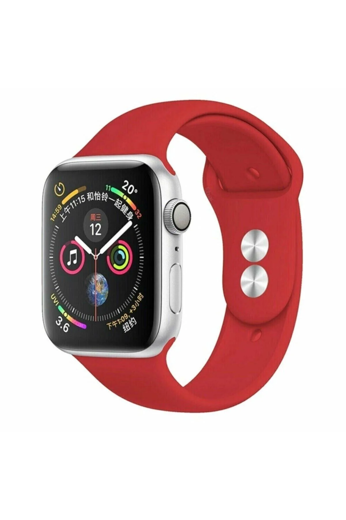 Apple Watch Uyumlu42 44 Mm Silikon Kordon Kırmızı