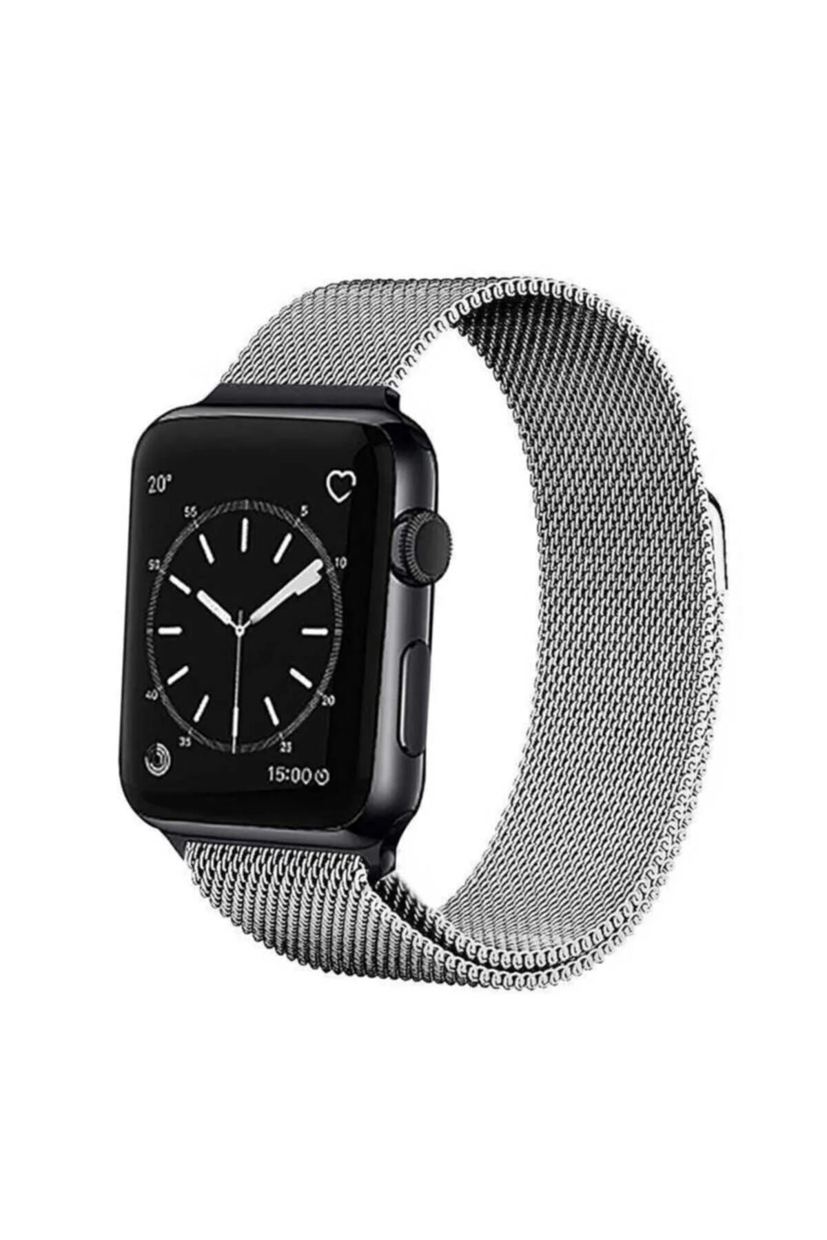 Apple Watch Uyumlu1 2 3 4 5 Serisi 38mm Gümüş Rengi Çelik Hasır Kordon