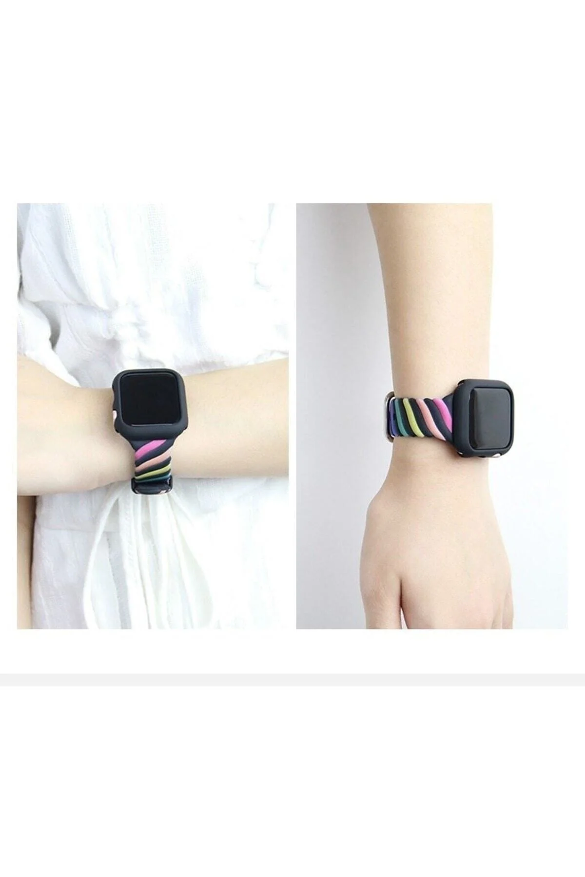 Apple Watch Uyumlu2 3 4 5 6 7 Se 40mm Spor Renkli Örgü Silikon Kayış Kordon - pazariz Görsel 4