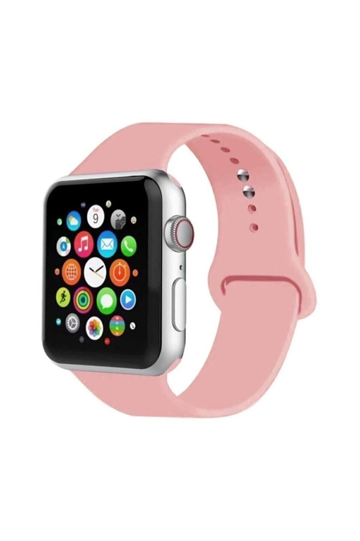 Apple Watch Uyumlu2 3 4 5 6 7 Se 38 Mm 40 Mm 41 Mm Silikon Kordon Kayış Toz Pembe
