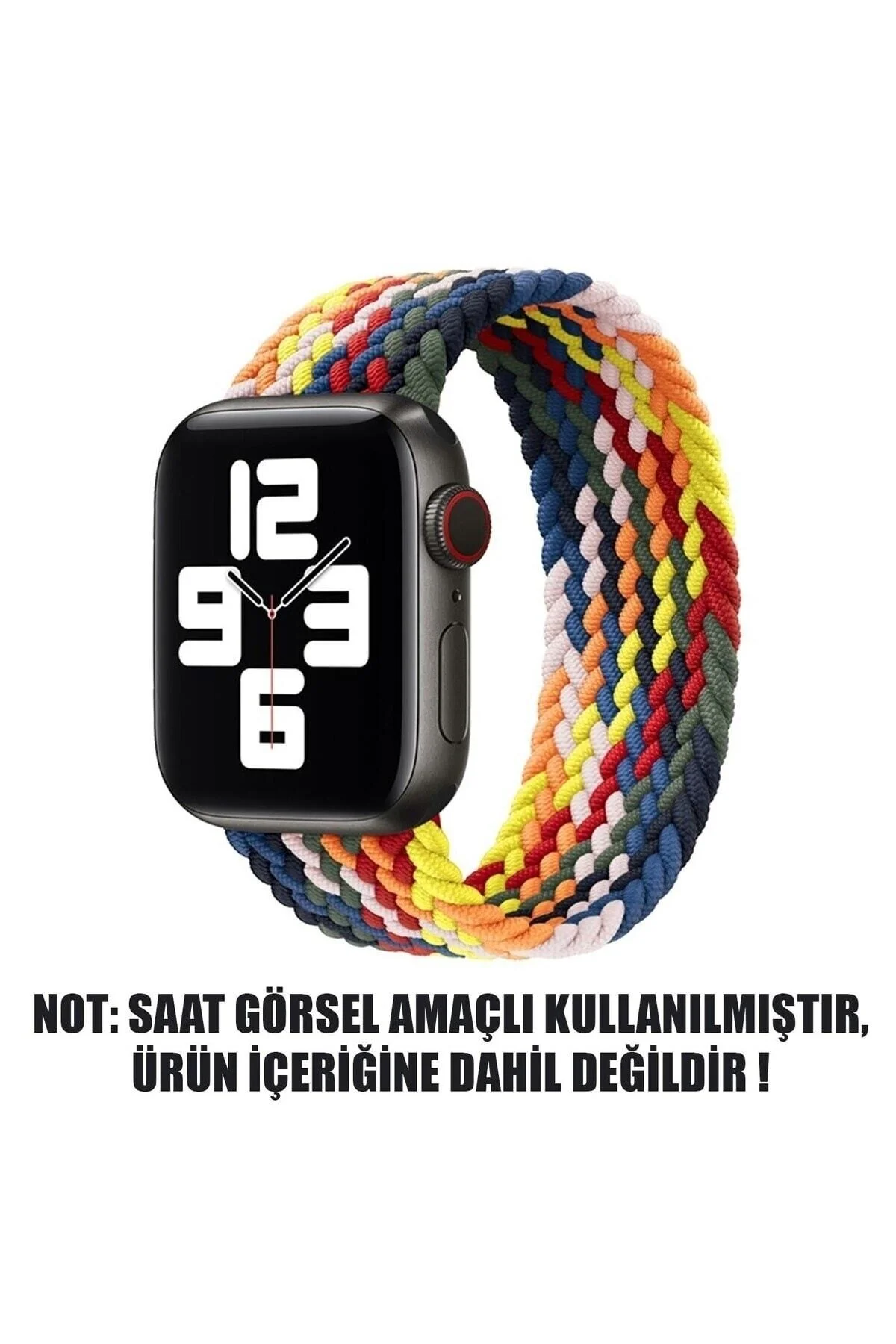 Apple Watch Uyumluseries 8 45mm Kordon, (size, 147mm) Braided Band Multi Color - pazariz Görsel 2