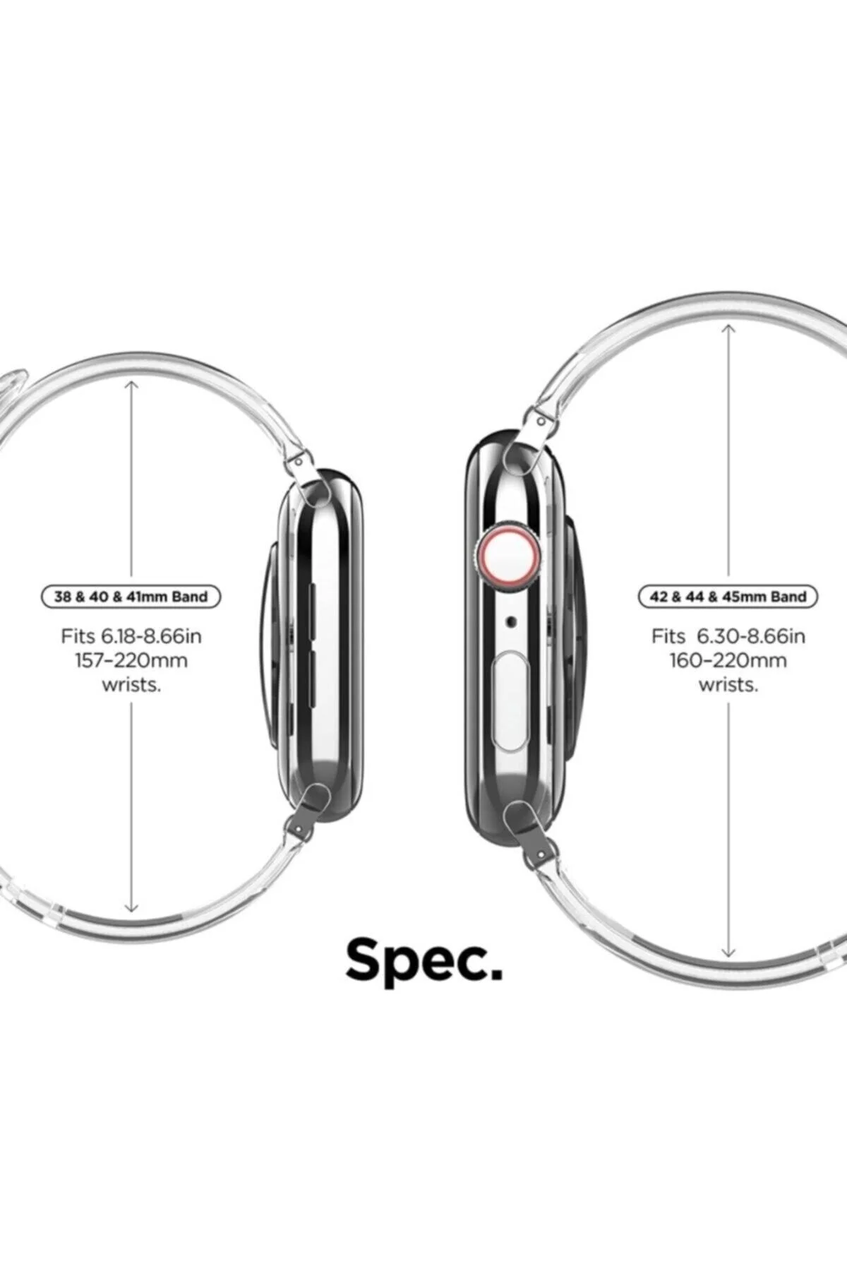 Apple Watch Uyumlu1 2 3 4 5 6 7 Se 38mm Klasik Silikon Kordon Kayış Şeffaf - pazariz Görsel 4
