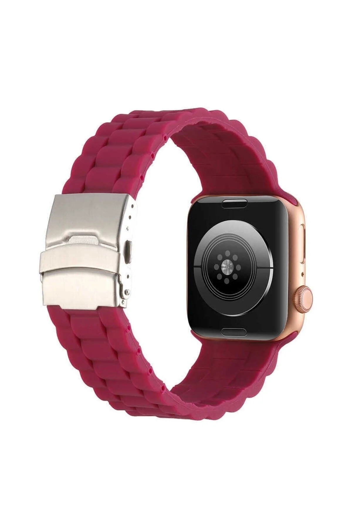Apple Watch Uyumlu2 3 4 5 6 7 8 Ultra Se 42 44 45 49mm Baklalı Klipsli Silikon Kordon - pazariz Görsel 4