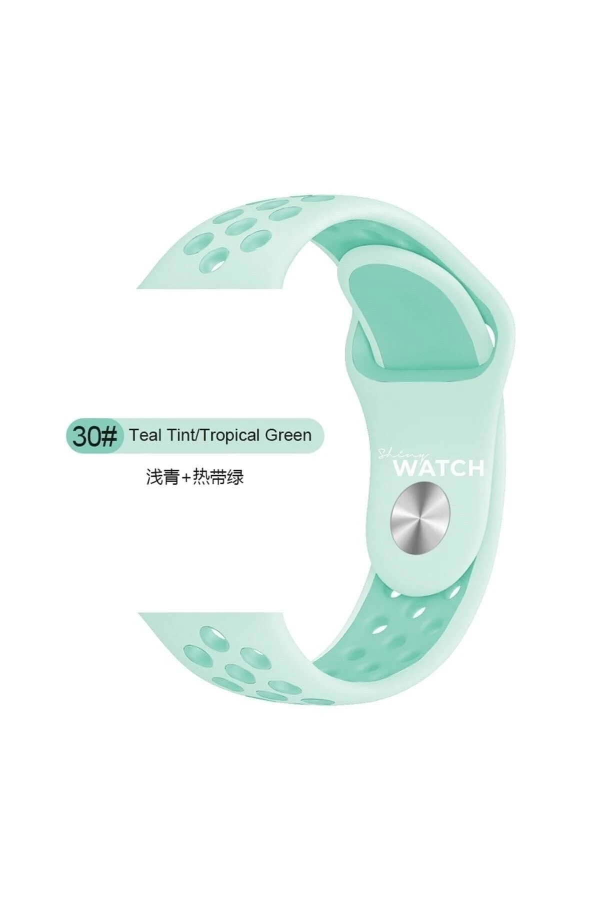 Apple Watch Uyumludelikli Silikon Kordon 42/44mm Teal Tint Tropical Green
