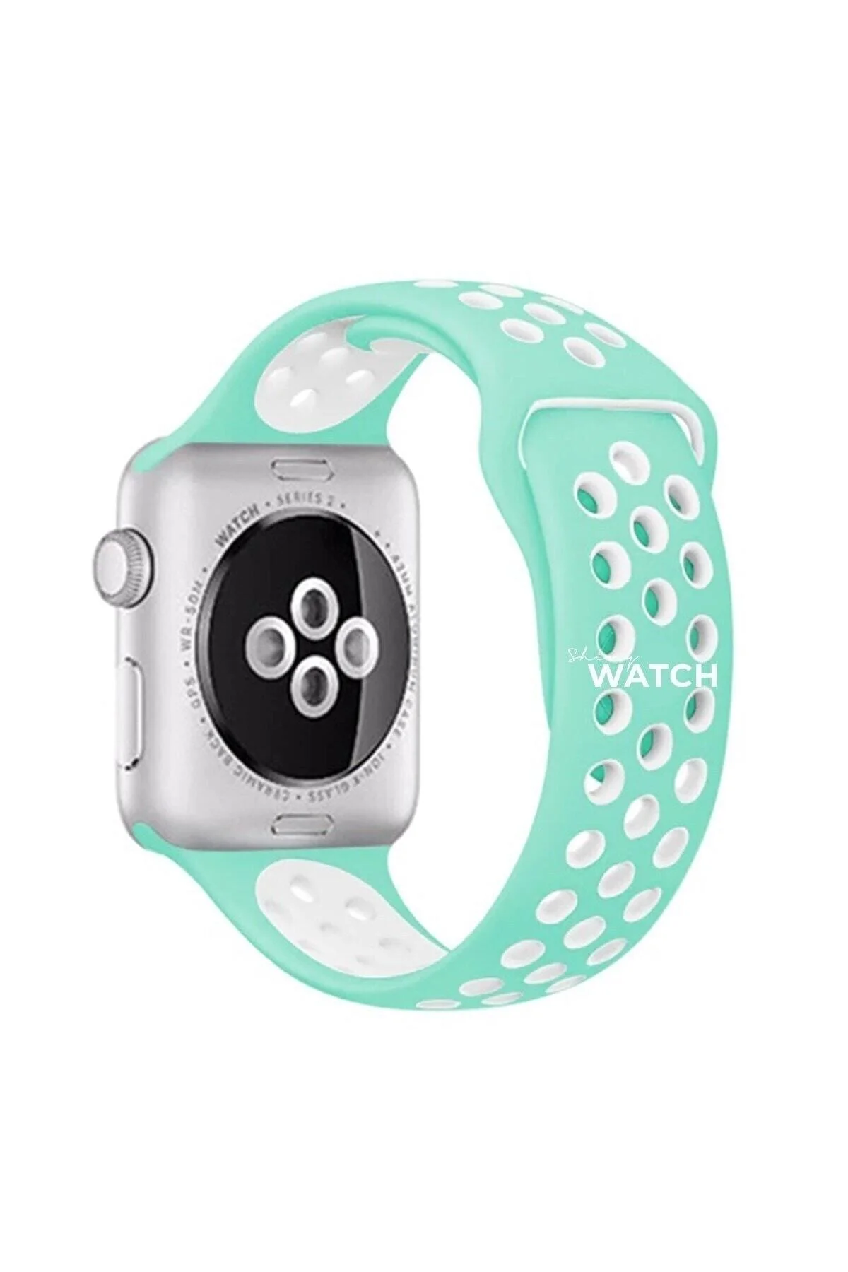 Apple Watch Uyumludelikli Silikon Kordon 42/44mm Marine White - pazariz Görsel 2