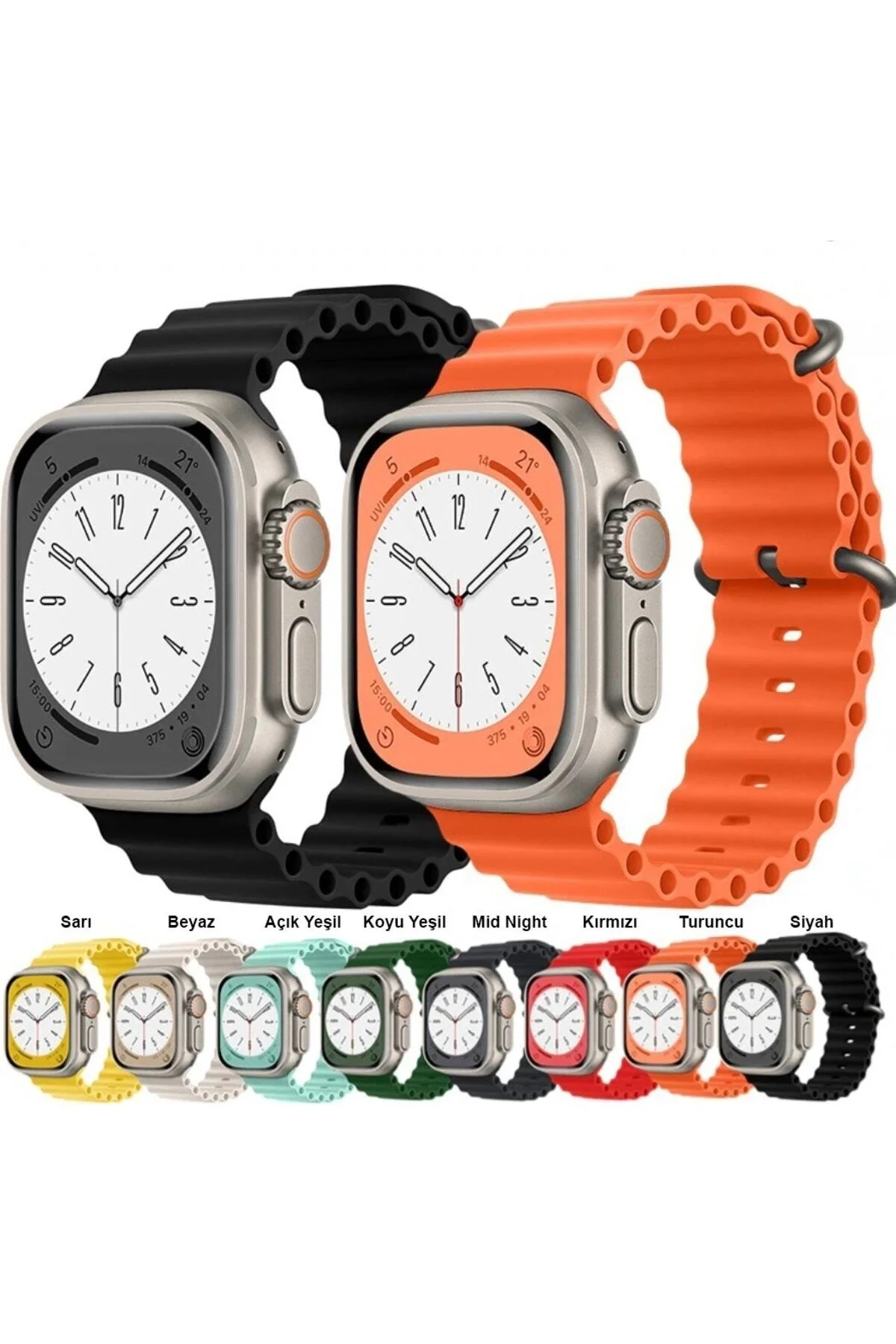 Apple Watch Uyumlu8 45mm Kordon Band Silikon Kayış Kordon - pazariz Görsel 5