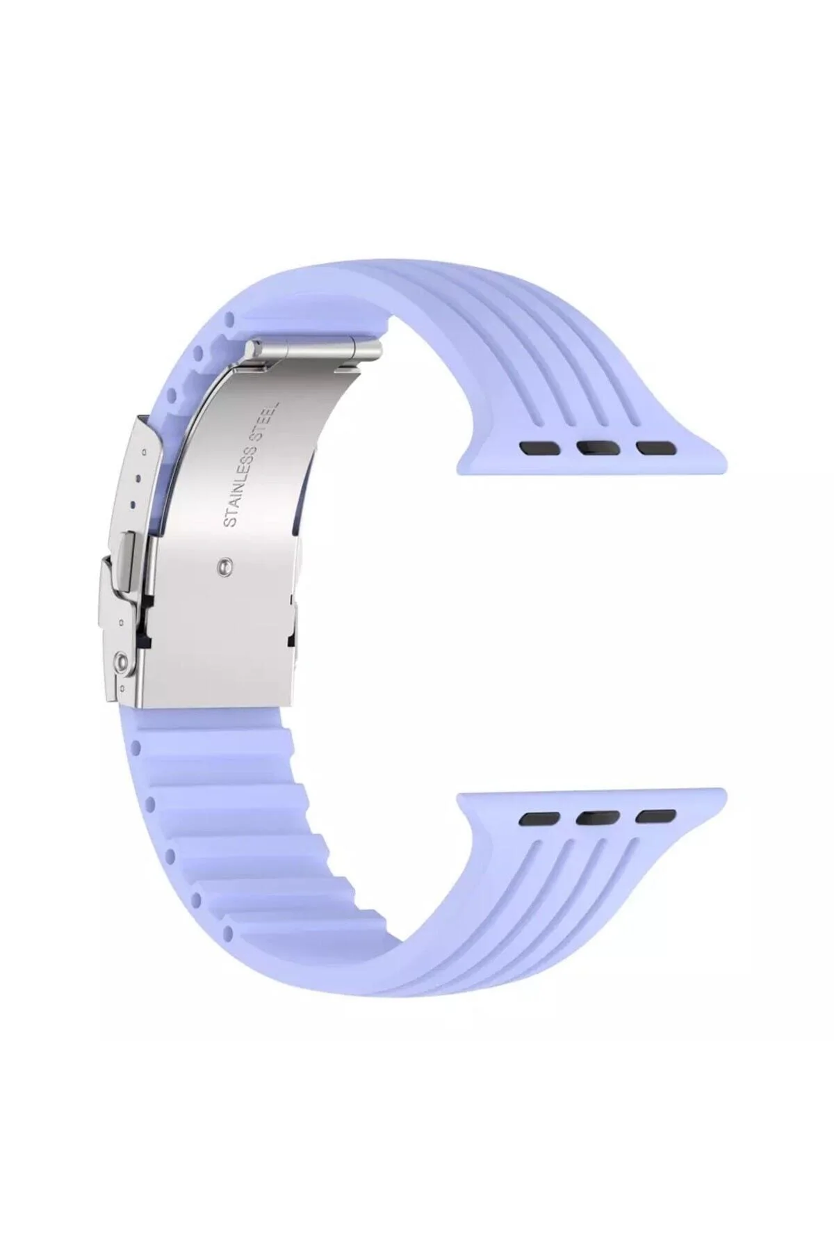 Apple Watch Uyumlu2/3/4/5/6/7/8/se 42mm 44mm 45mm Metal Klipsli Çizgili Jel Silikon Kordon - pazariz Görsel 3