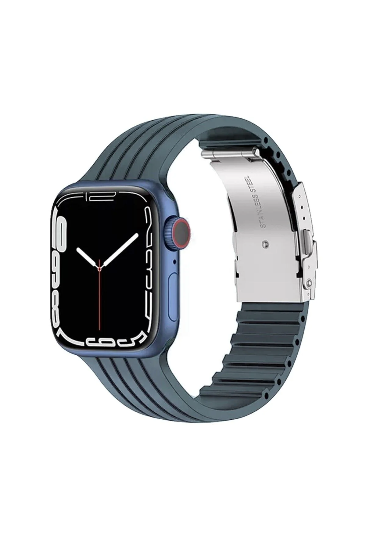 Apple Watch Uyumlu2/3/4/5/6/7/8/se 38mm 40mm 41mm Metal Klipsli Çizgili Silikon Kordon