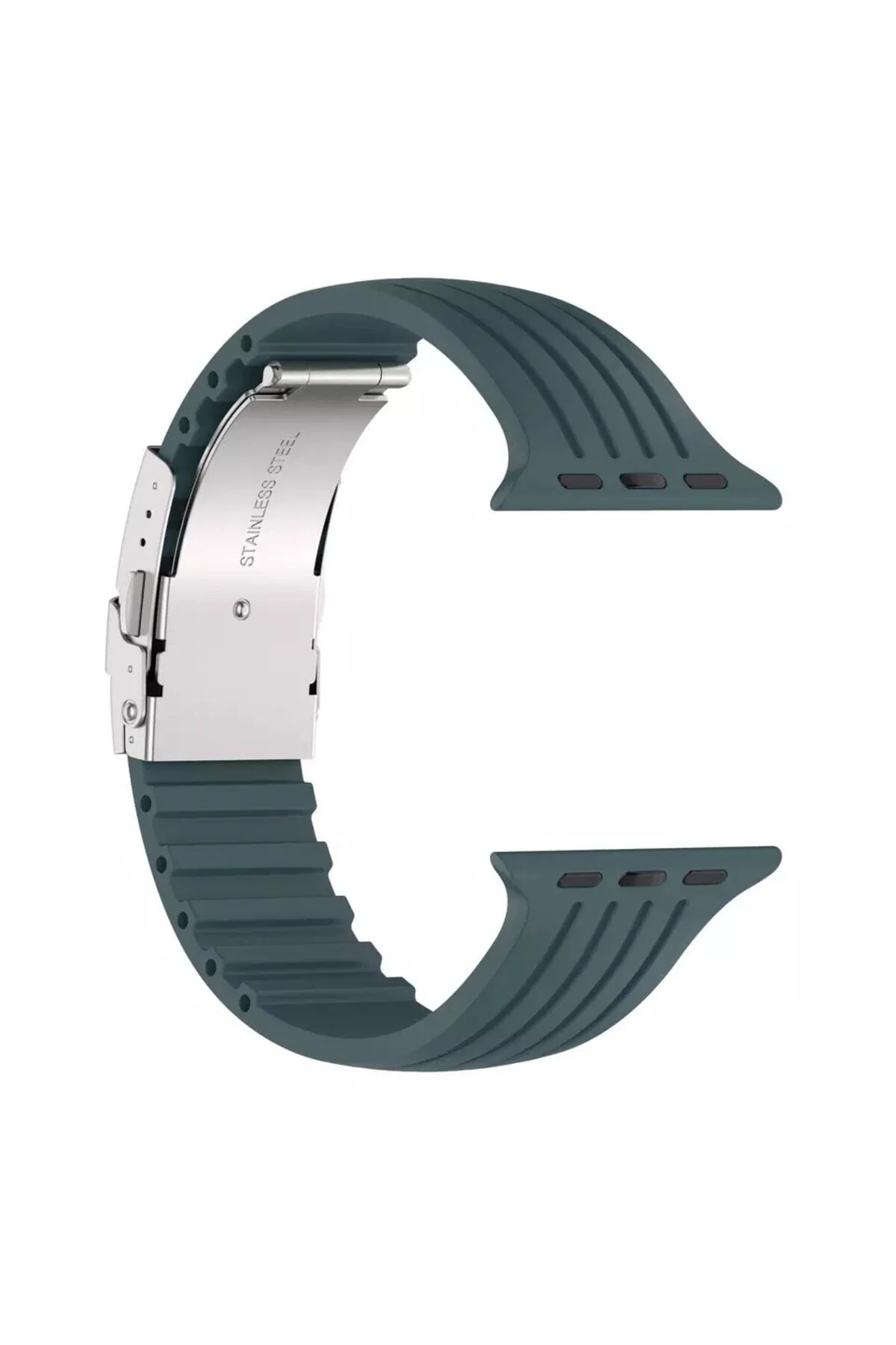 Apple Watch Uyumlu2/3/4/5/6/7/8/se 38mm 40mm 41mm Metal Klipsli Çizgili Silikon Kordon - pazariz Görsel 2