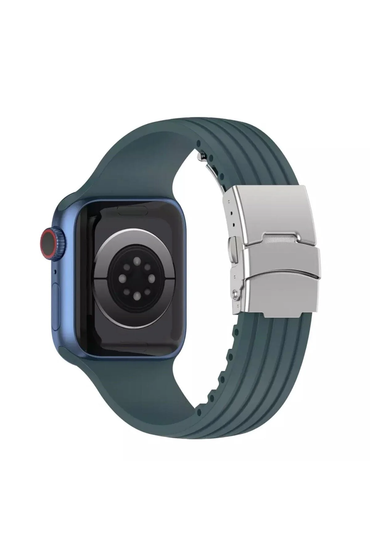 Apple Watch Uyumlu2/3/4/5/6/7/8/se 38mm 40mm 41mm Metal Klipsli Çizgili Silikon Kordon - pazariz Görsel 3