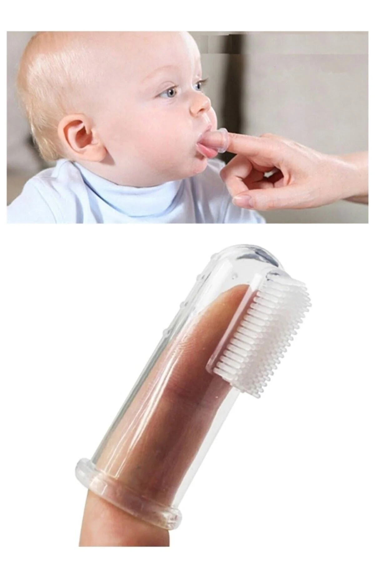 Silikon Bebek Diş Kaşıyıcı Parmak Dış Fırçası Kutulu Yumuşak Bebek Diş Fırçası - pazariz Görsel 2
