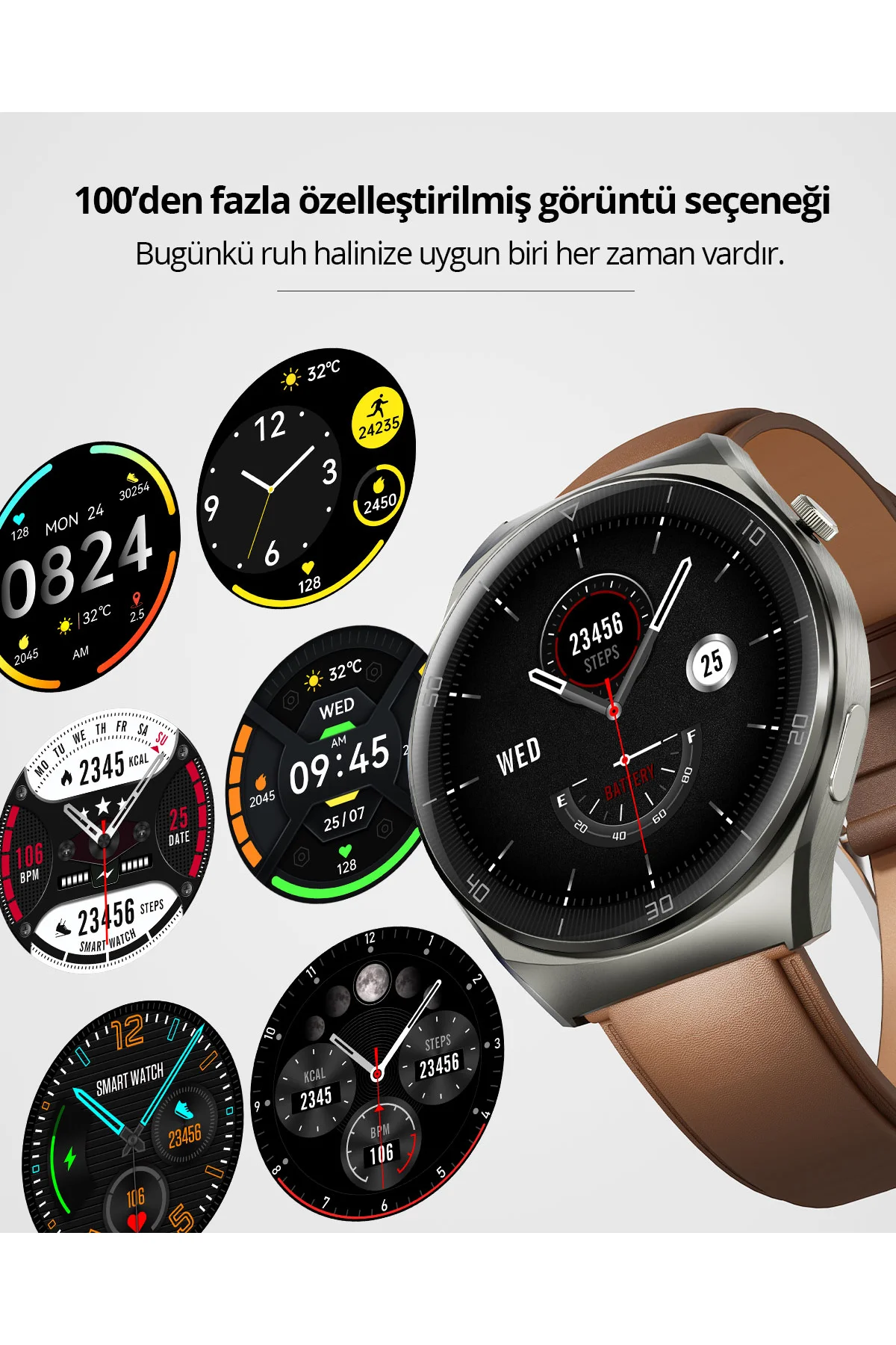 Aukey SW-2U-GY Akıllı Saat (Distribütör Garantili) Taba - Aukey Görsel 2