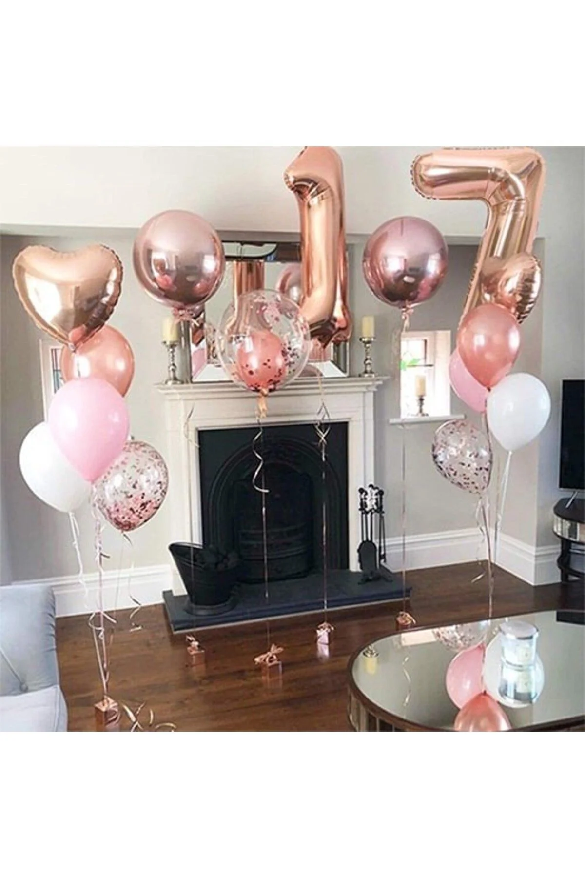 7 Rakam Rose Folyo Balon 76 Cm - Partioutlet Görsel 5