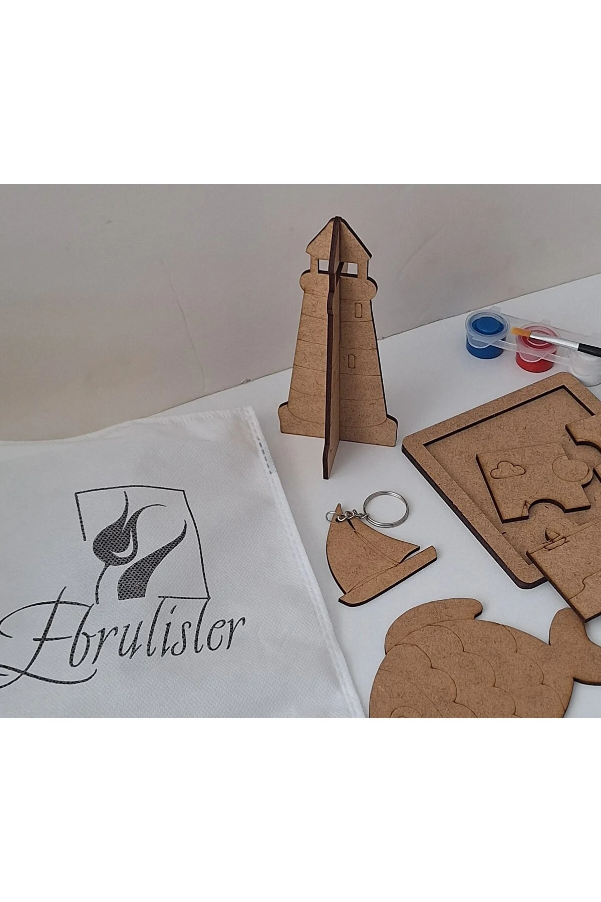 Ahşap Yaz Tatil Temalı Çocuklar İçin Eğlenceli Etkinlik Boyama Seti - Ebrulisler Görsel 7