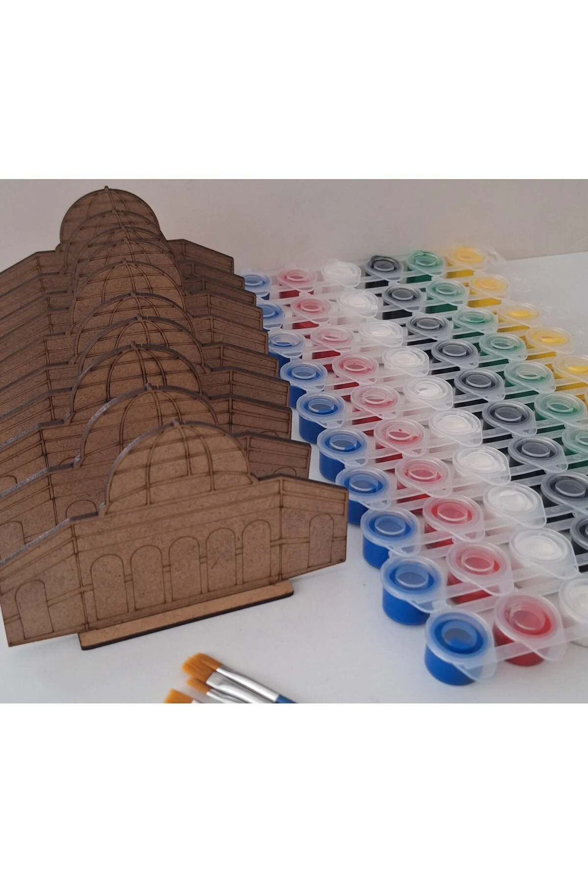 10 Mescidi Aksa Cami Maket 10 Boya 10 Fırça Ahşap Boyama Dini Aktivite Okul Kurs Etkinlik Hobi Seti - Ebrulisler Görsel 5