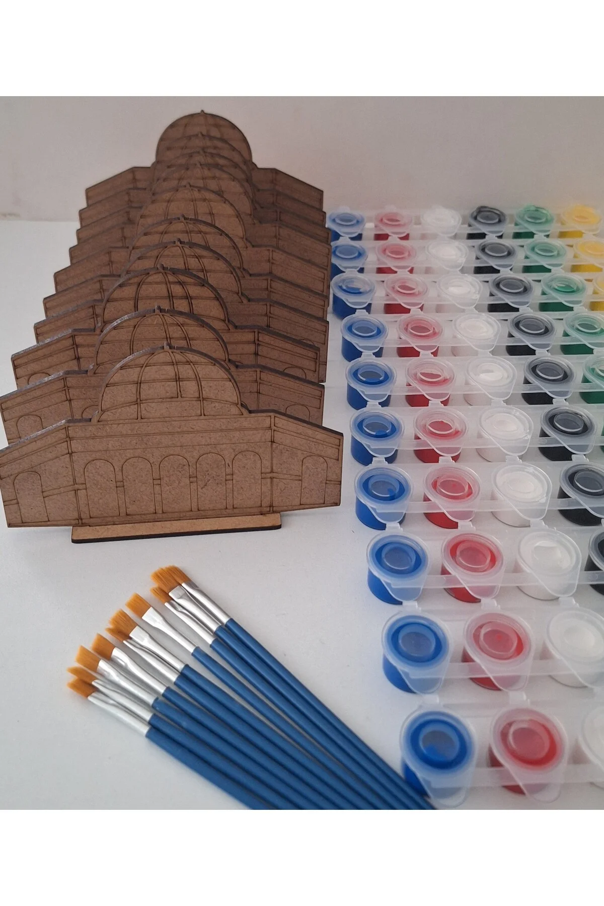 10 Mescidi Aksa Cami Maket 10 Boya 10 Fırça Ahşap Boyama Dini Aktivite Okul Kurs Etkinlik Hobi Seti - Ebrulisler Görsel 4